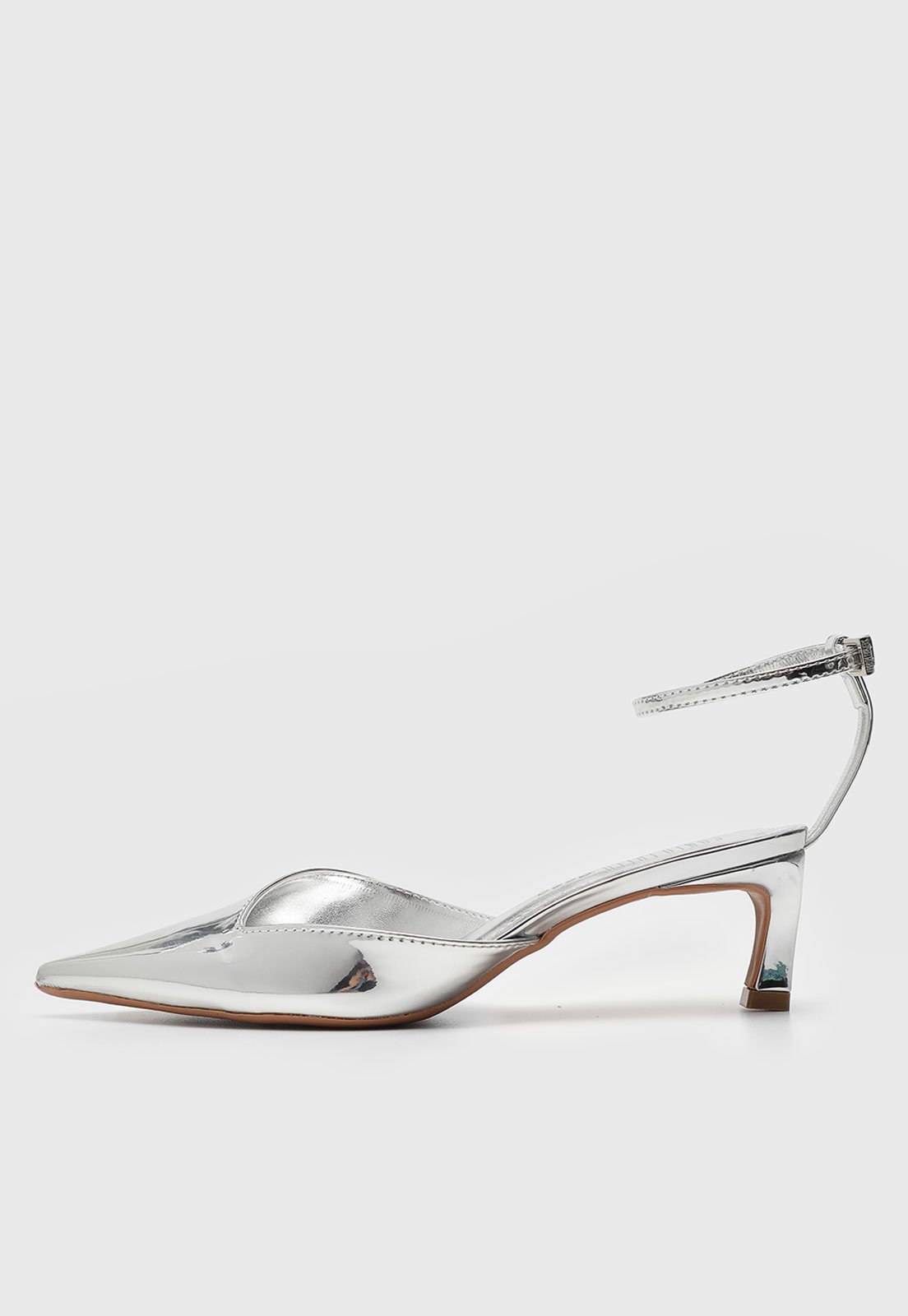 Scarpin Slingback Santa Lolla Metalizado Prata