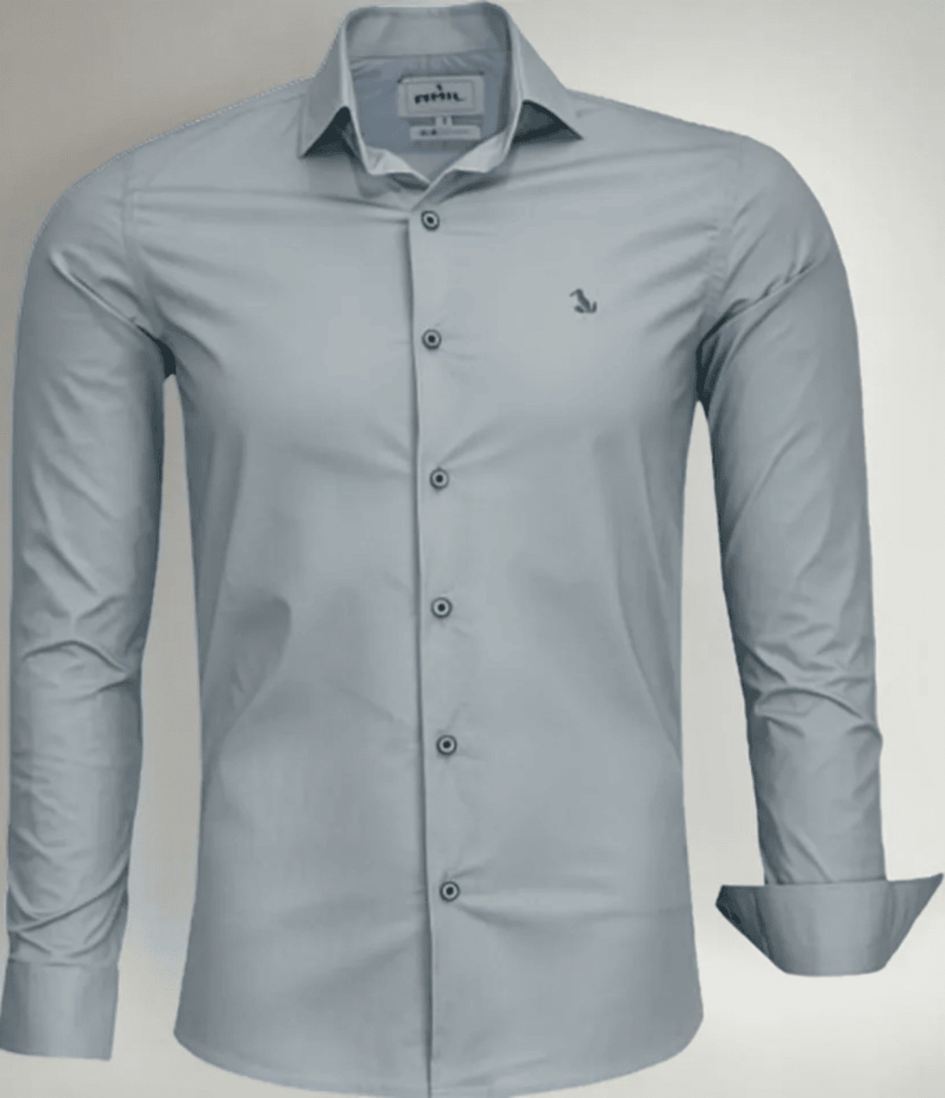 Camisa Social Amil Slim Astro Algodão Com Elastano Macia Manga Longa Luxo Cinza