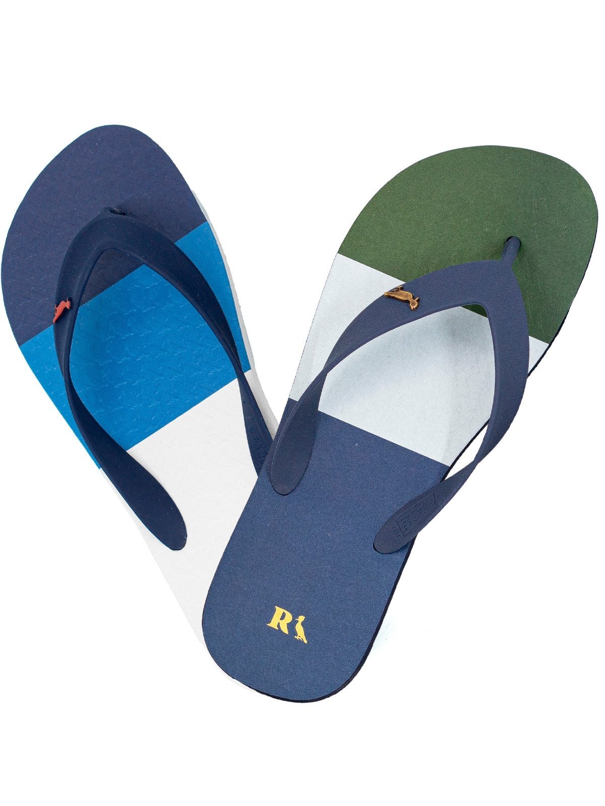 Kit 2 Chinelos Reserva Go Trancoso Casual Borracha Confortável Branco Azul+Marinho Verde
