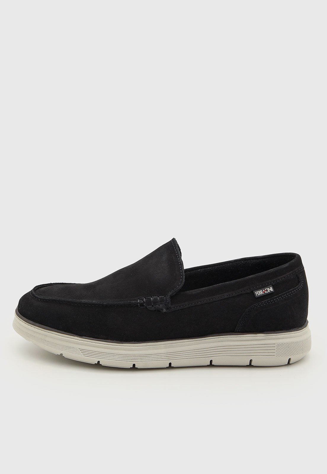 Tênis Masculino Ferracini Slip On Couro Prisma Preto