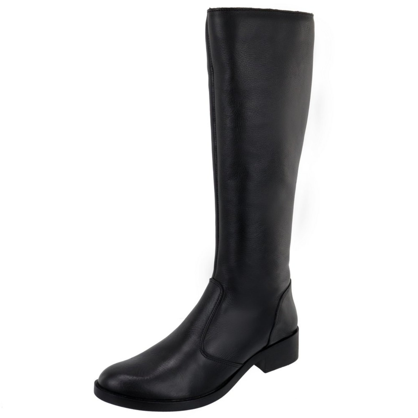 Bota Montaria em Couro Feminina Cano Longo Lisa Preto Tellini Store