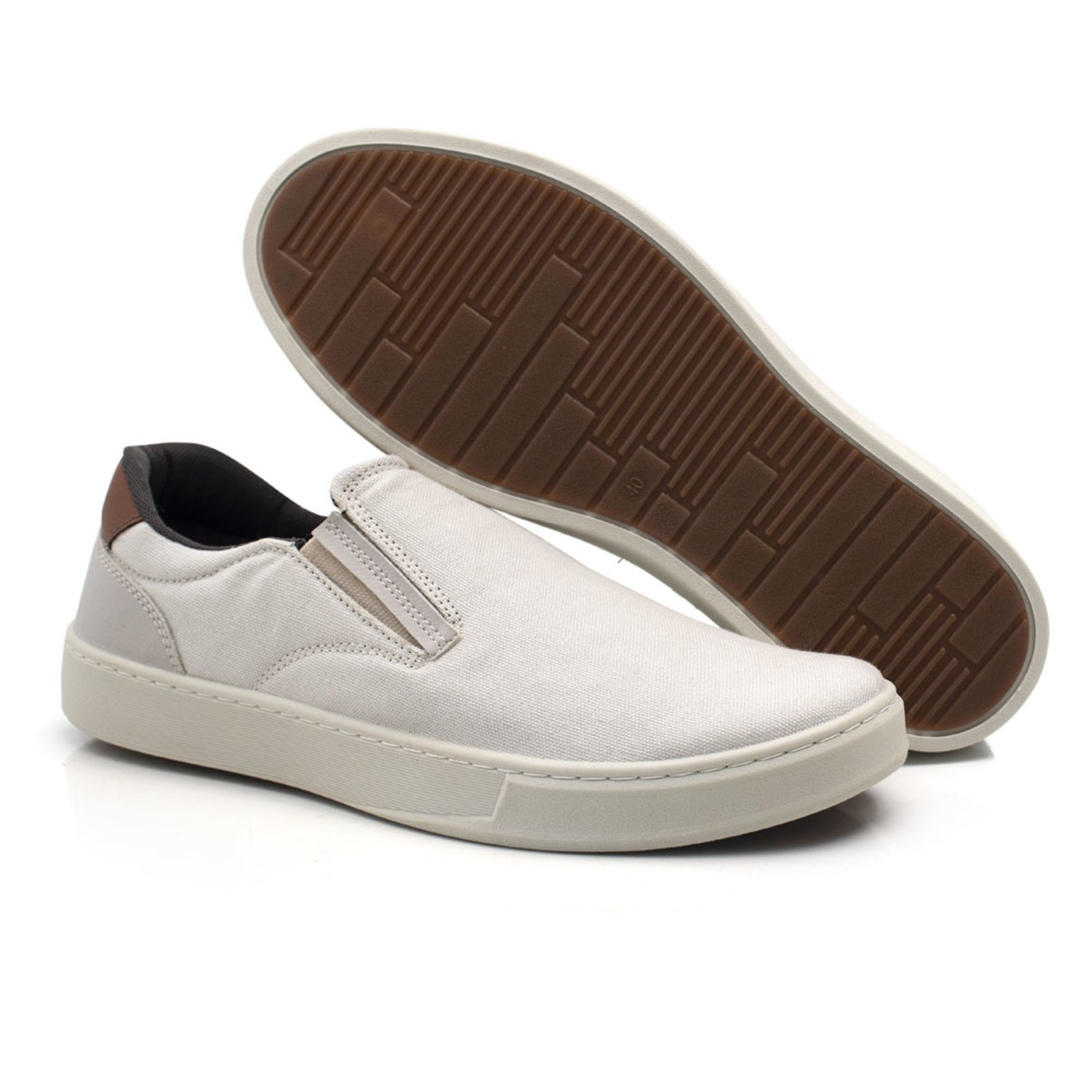 Tenis Iate Casual Masculino Confortavel Bredeni Sapatenis Dia A Dia Slip On Bege