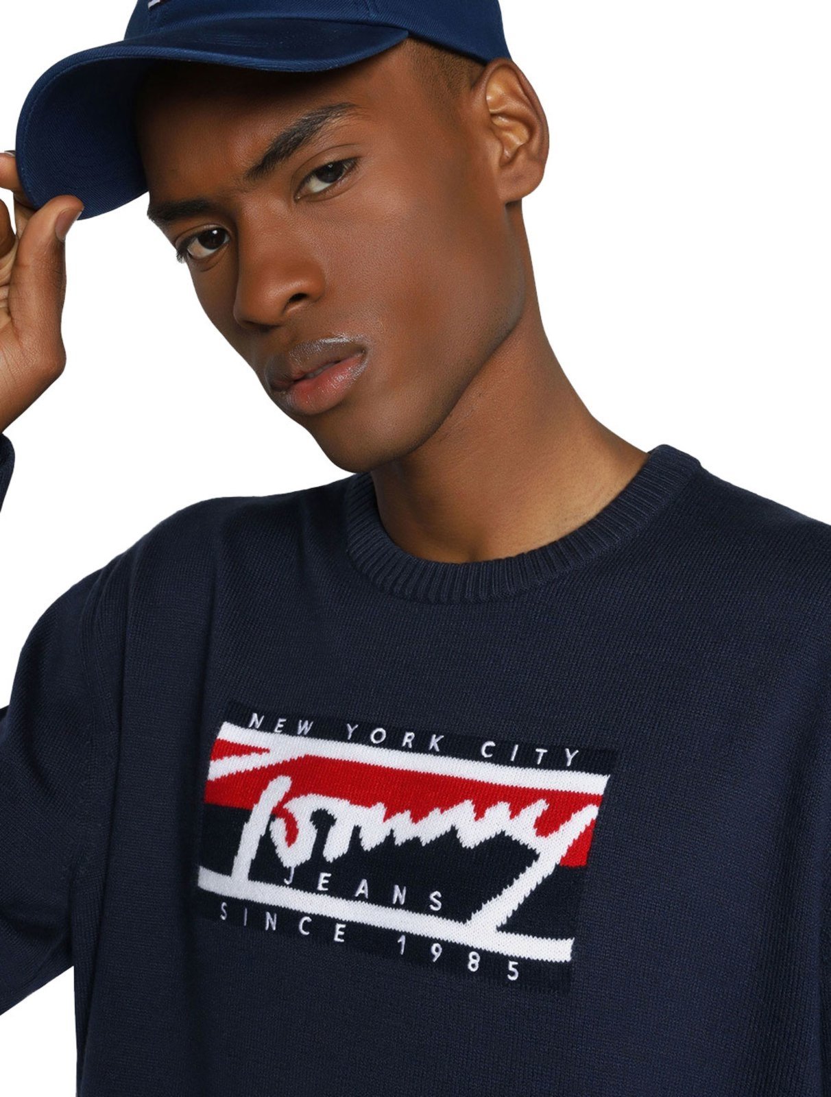 Vista 3 Suéter Tommy Jeans Masculino C-Neck Graphic Flag Sweater azul marinho Tommy Jeans azul marinho