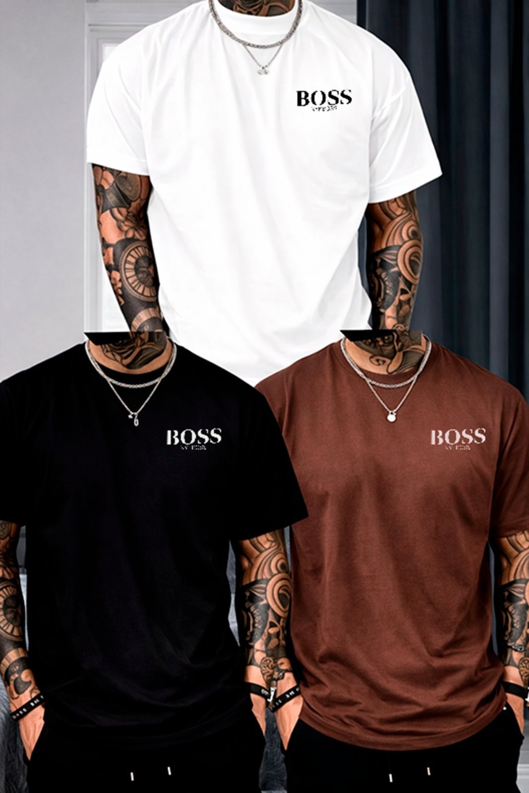Kit 3 Camisetas Oversized Boss Clean Fashion Moderna