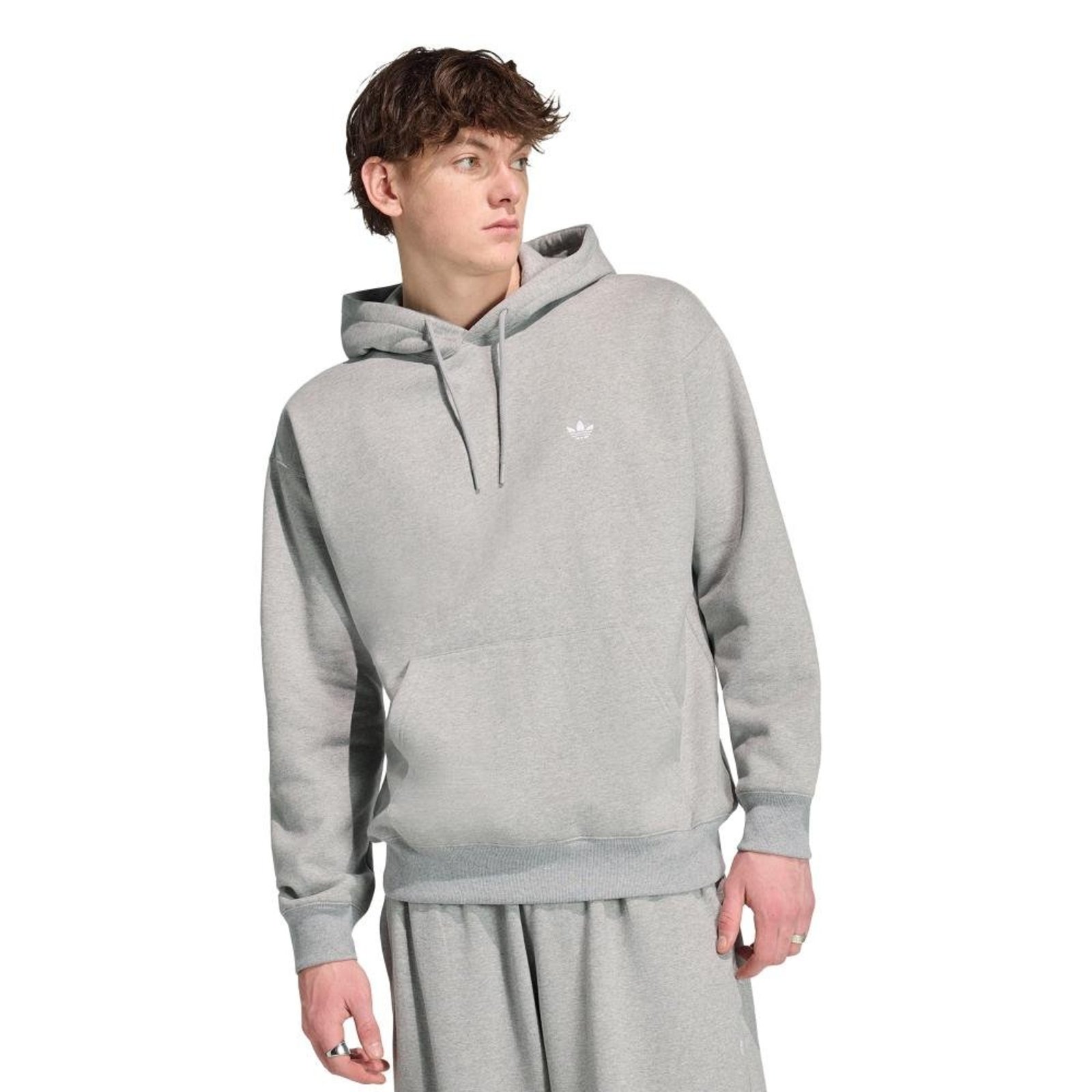 MOLETOM COM CAPUZ FOLGADO TREFOIL ESSENTIALS adidas Originals Cinza