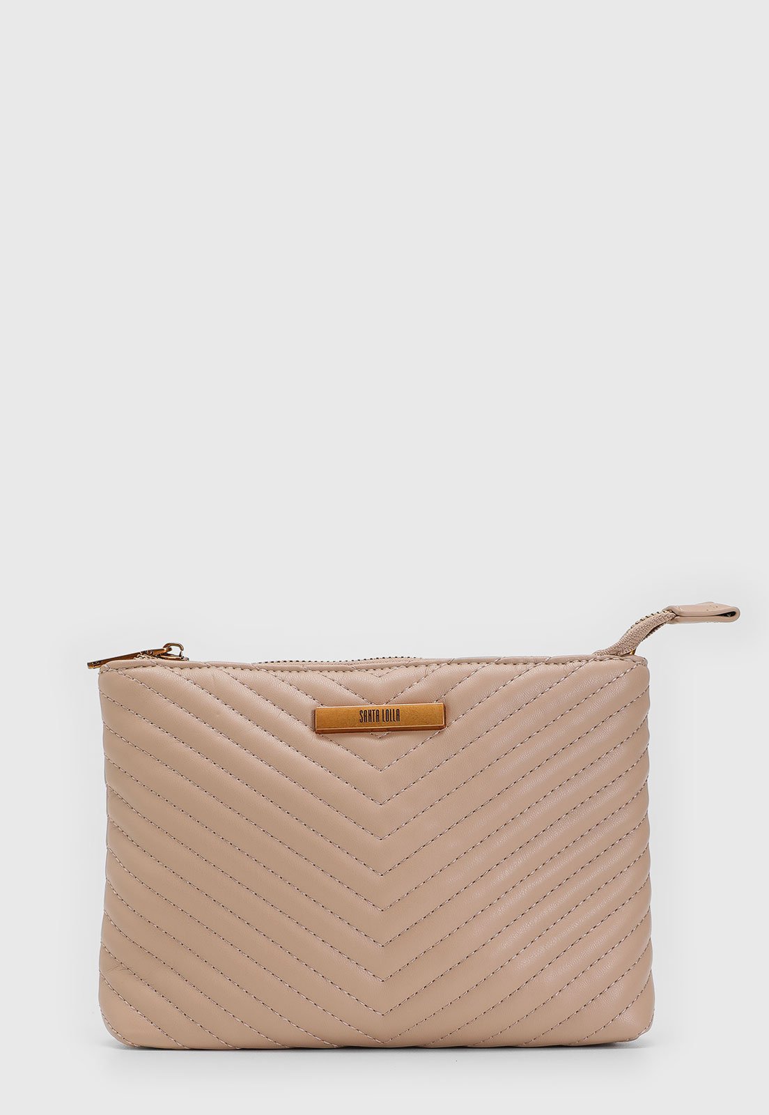 Clutch Transversal Santa Lolla Alça Removível Bege