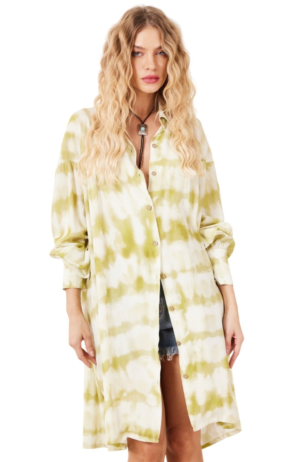 Chemise Ampla Verde Tie Dye Digital Estampa Love Yacamim M4 – Estampado