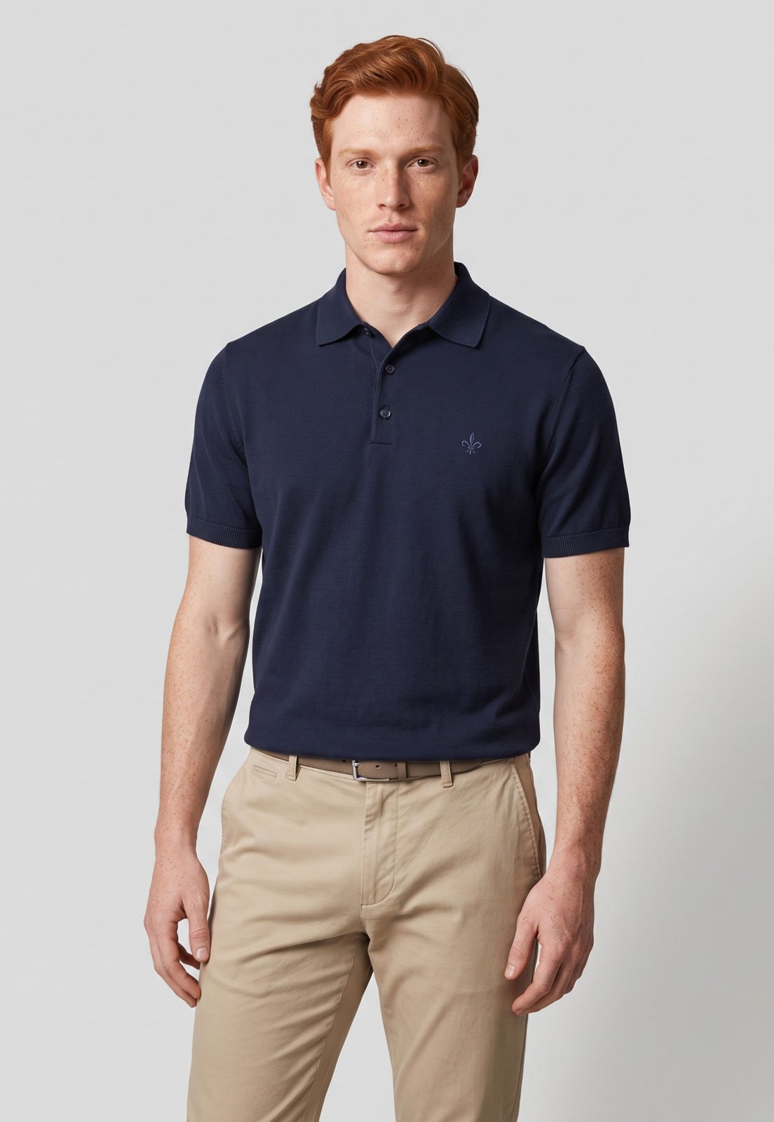 Polo Masculina Dudalina Logo Azul Marinho