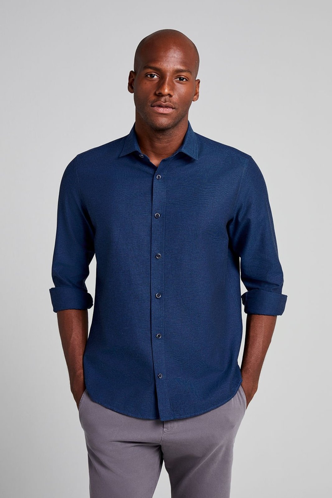 HIGHSTIL Camisa Slim Fit - Azul Petróleo