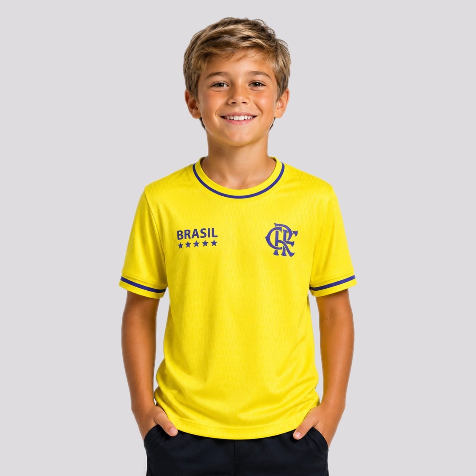 Camisa Flamengo Brasil Jacquard Holográfico Amarela