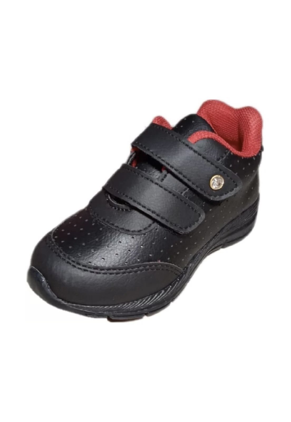Infantil – Tênis Solzim furadinho com led Preto e vermelho