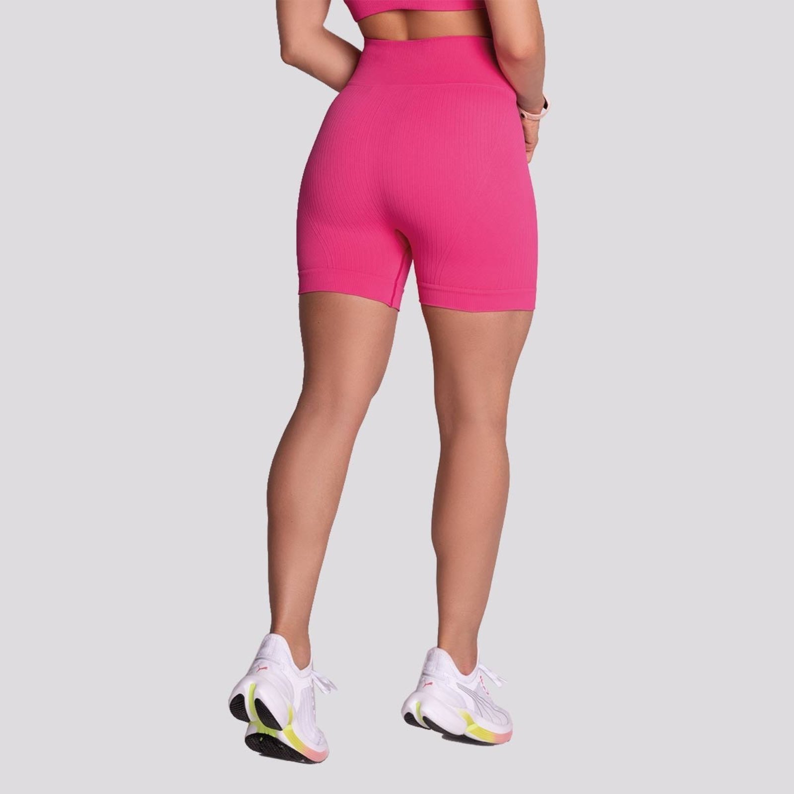 Shorts Canelado Selene Sem Costura Feminino Rosa Escuro