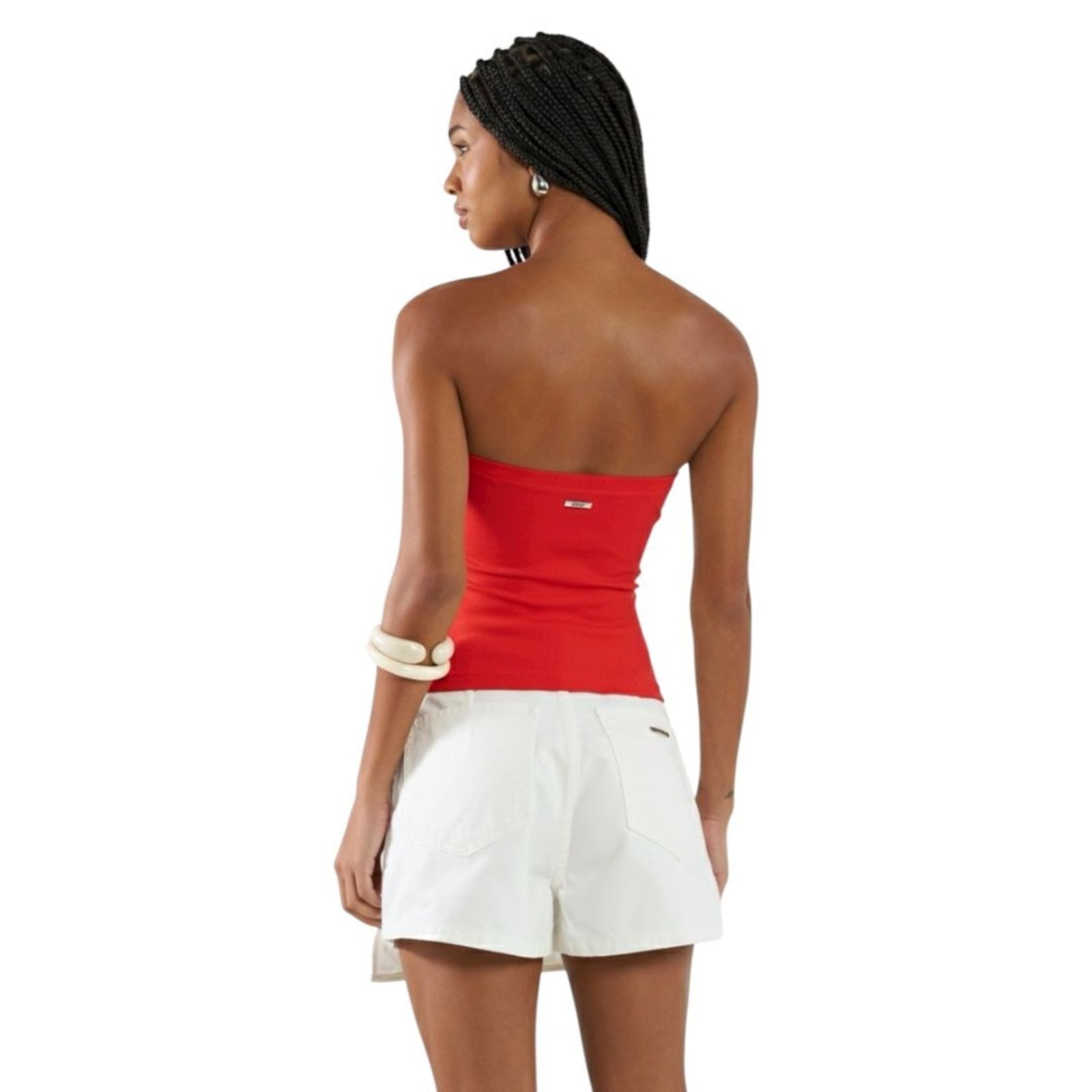 Vista 3 Blusa Small Tomara Que Caia Essencial White Colcci CLC Vermelho Temper vermelho white Colcci CLC vermelho white