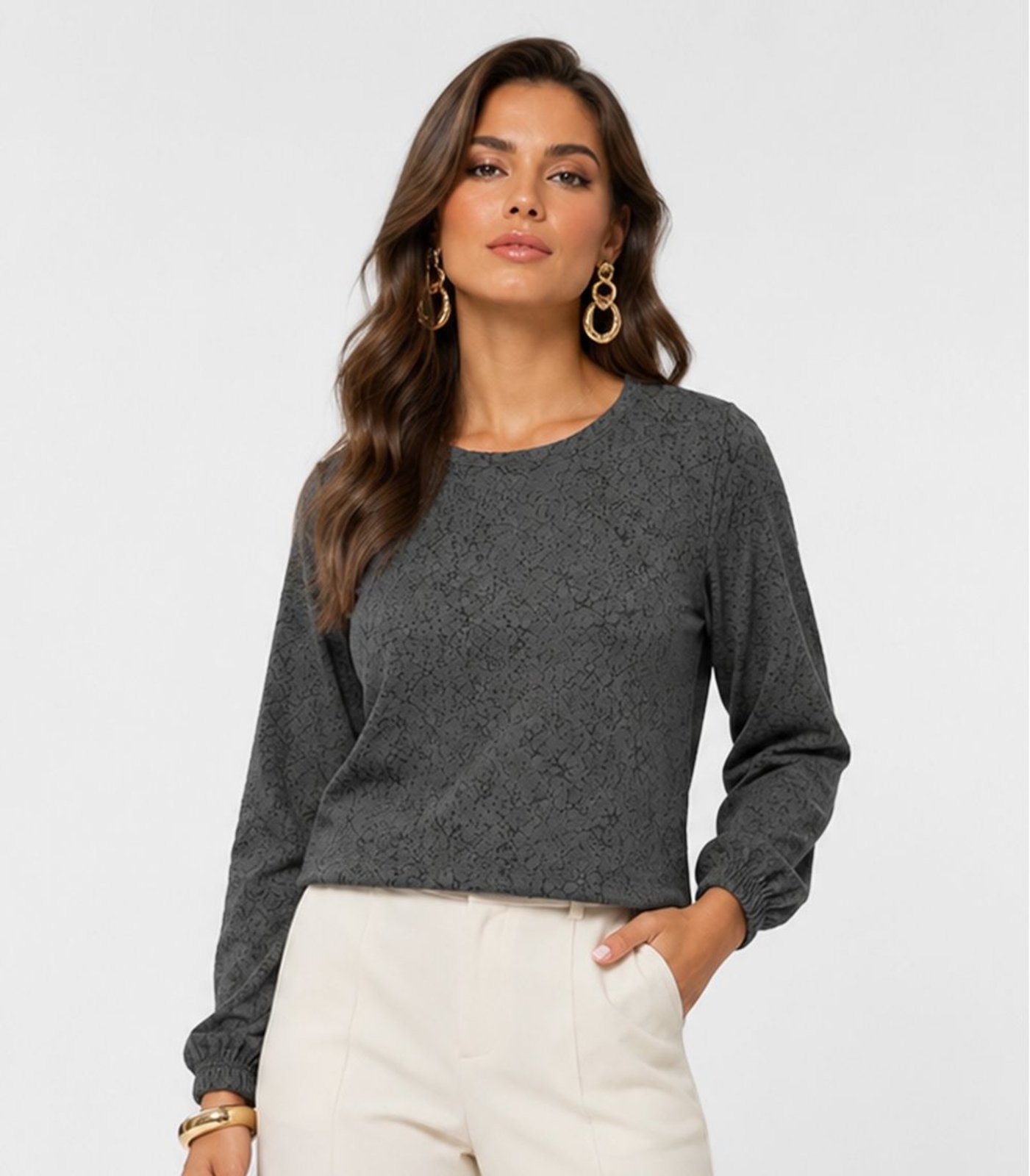 Blusão Feminino Em Tecido Aspen Infinita Cor Marrom