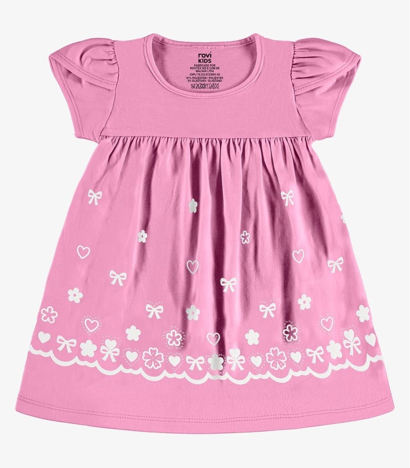 Infantil - Vestido Estampado Meia Malha Rovi Rosa