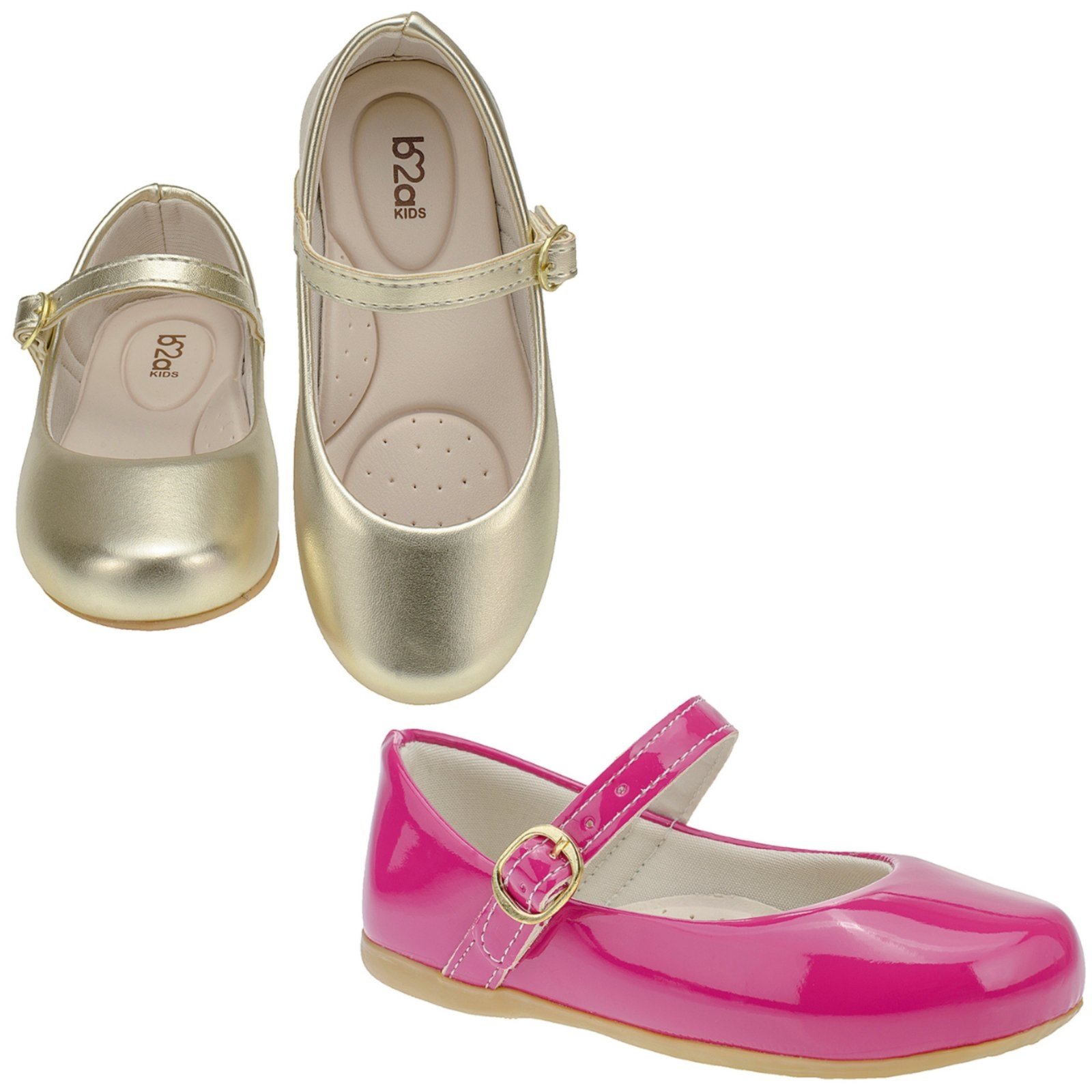 Infantil – Kit 2 Pares Sapatilha Menina B2A Dourado Pink