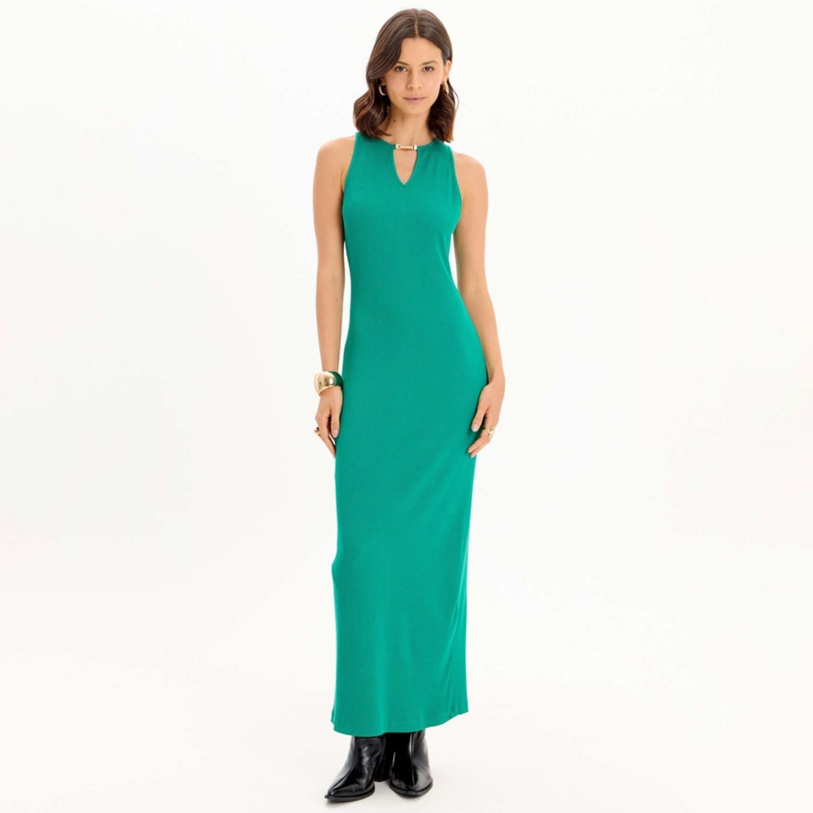 Vestido Super Mid Lança Perfume Canelado In25 Verde Feminino