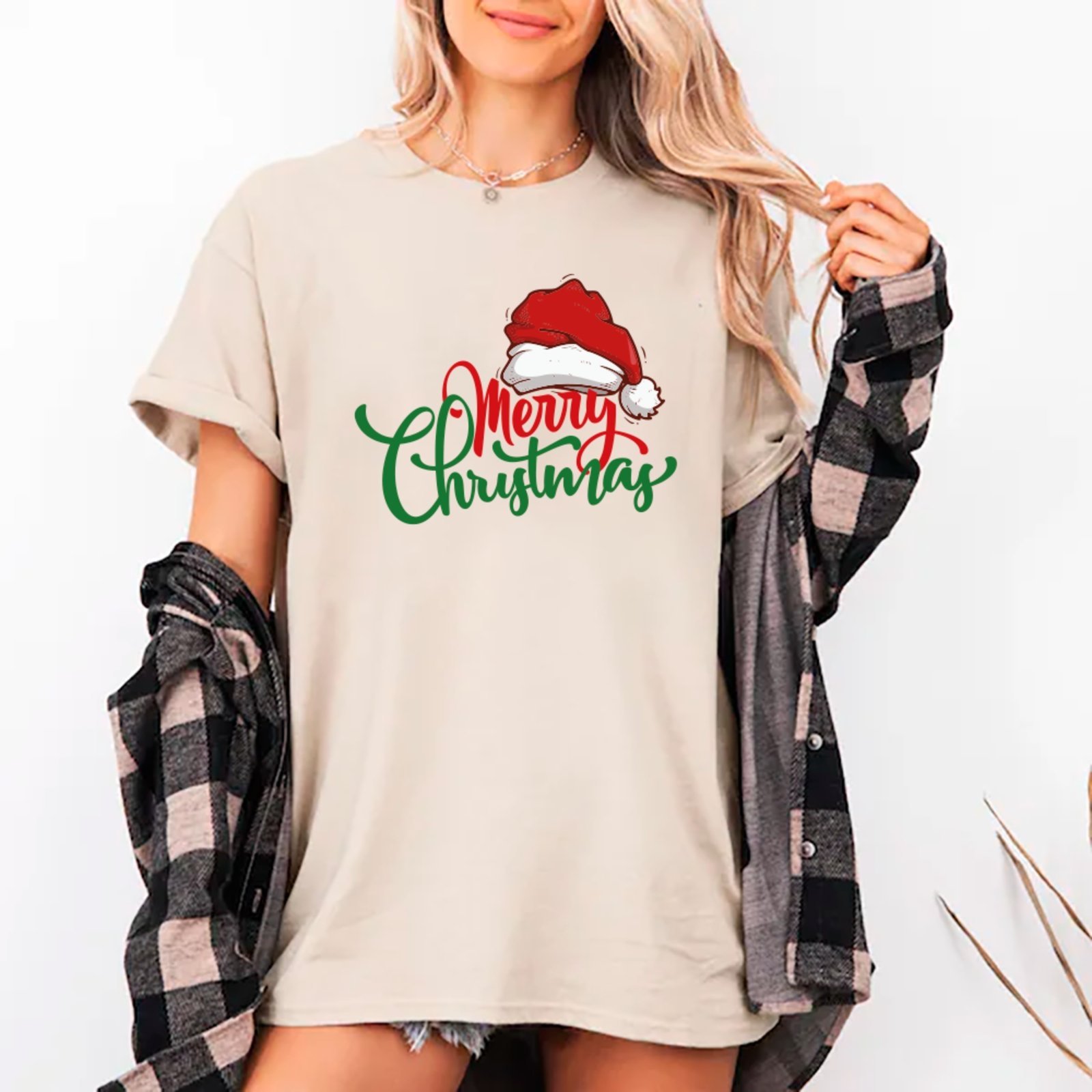 Vista 2 Camiseta Ousy Oversized Merry Christmas Estampa Natalina Unissex Off White off-white white ousy off-white white