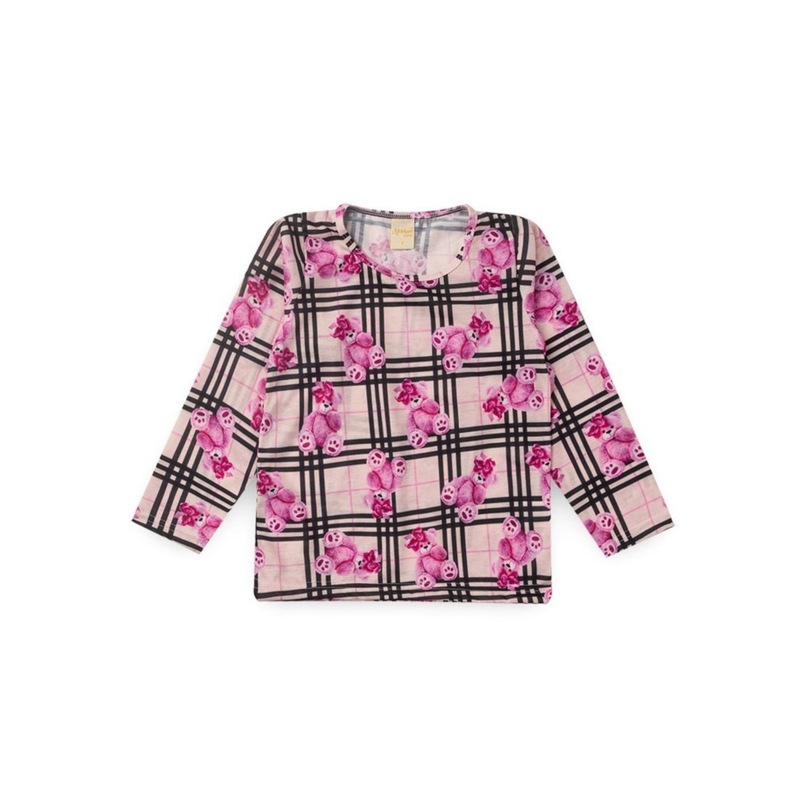 Vista 3 Pijama Menina Longo Xadrez Molekada rosa Molekada rosa