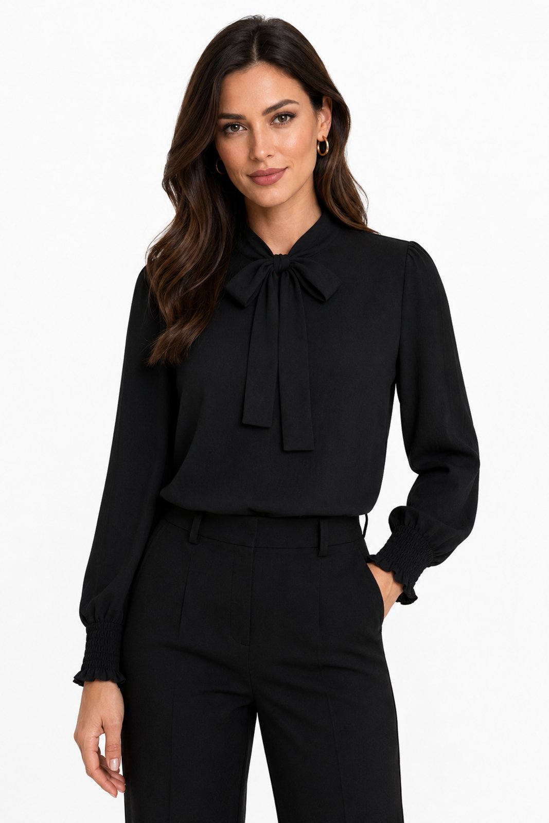 Blusa Social D Bell Outlet Fashion Com Laço Preto