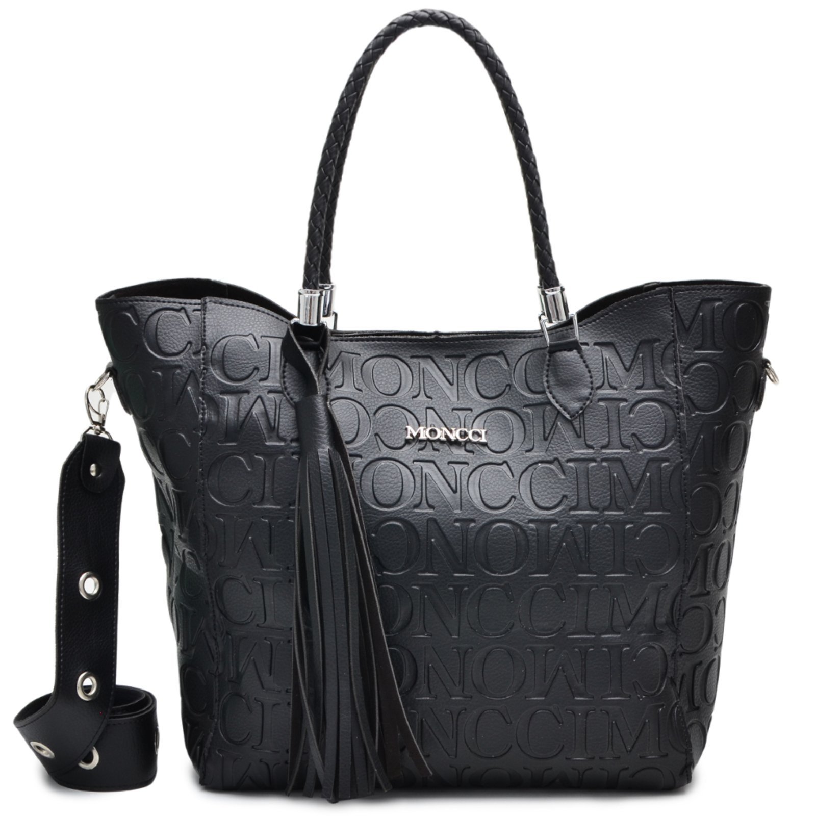 Bolsa Sacola Transversal Grande Moncci Preta