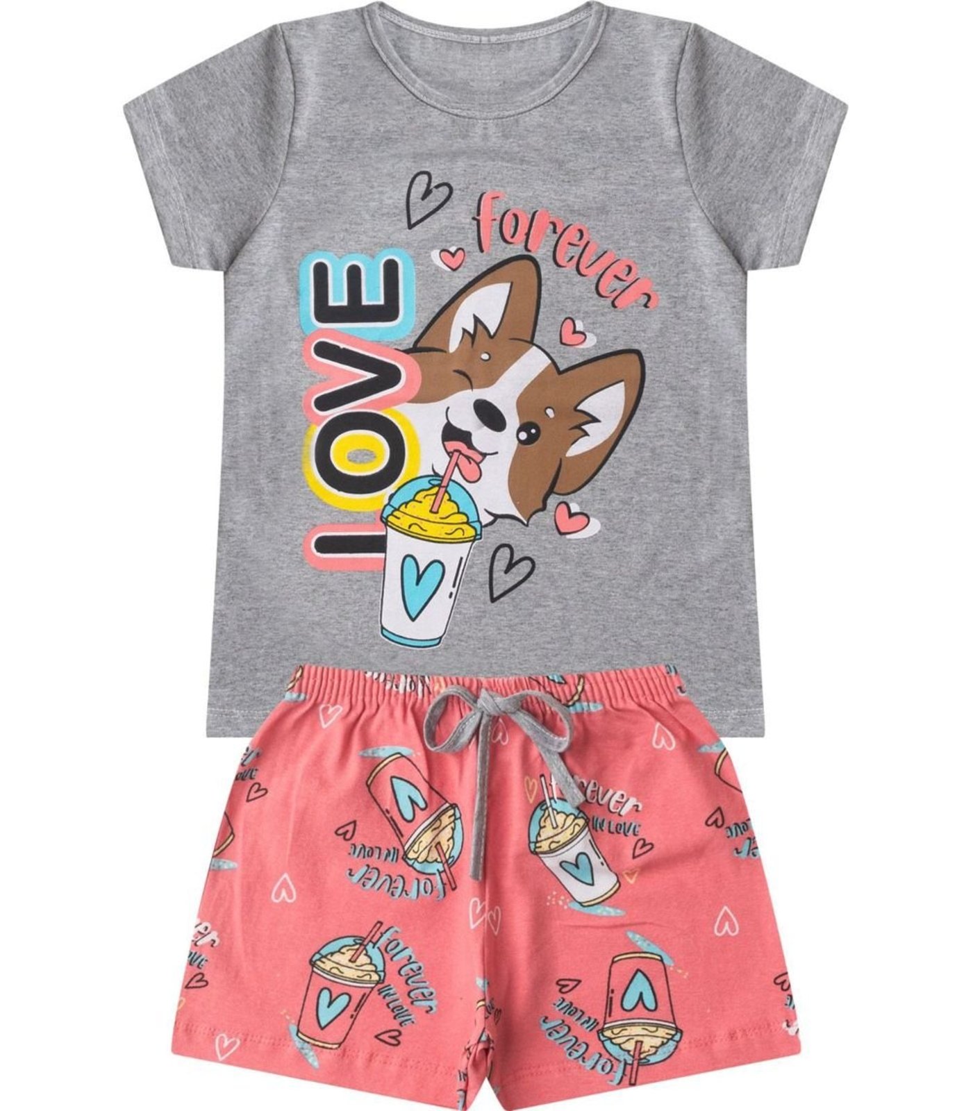 Vista 2 Infantil - Conjunto Menina Básico Curto Select cinza Select cinza