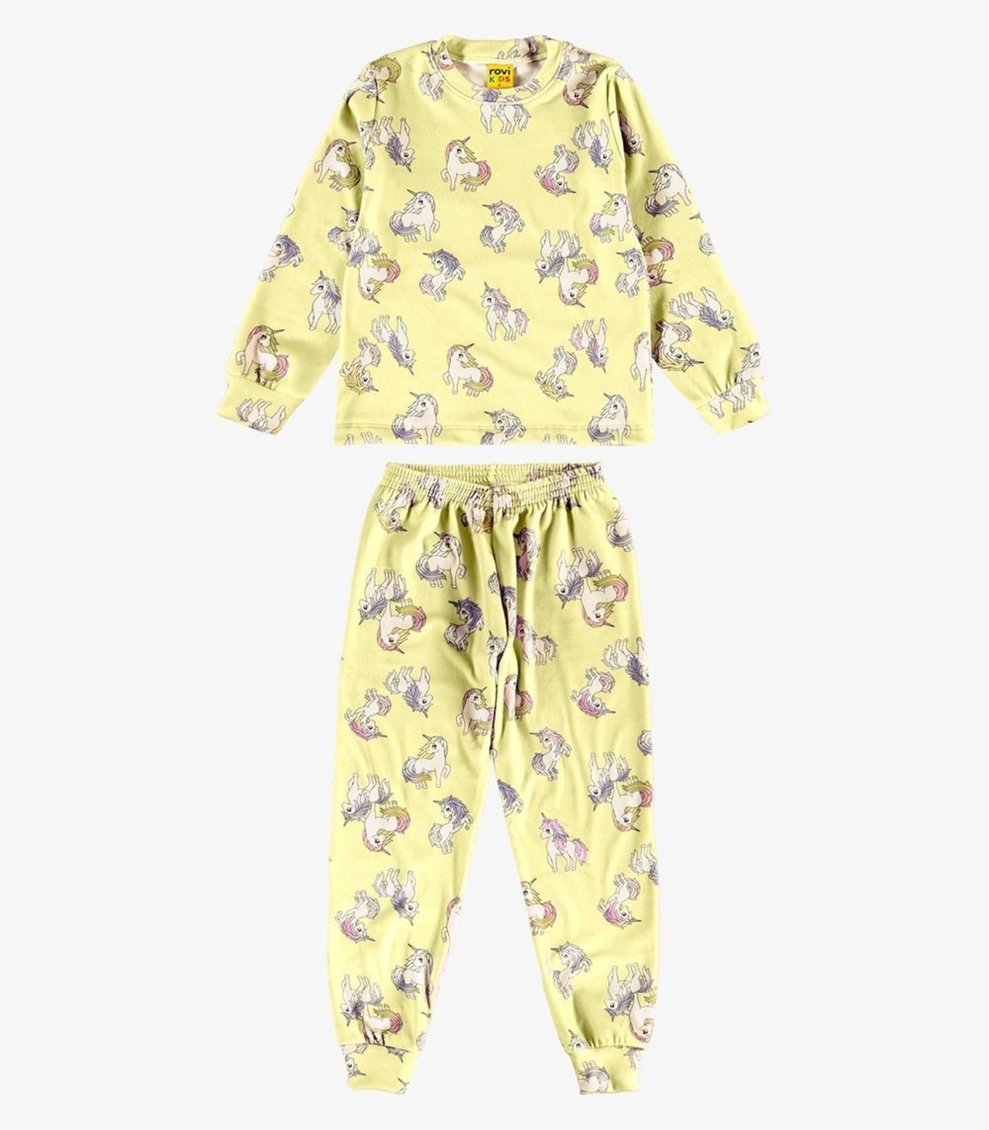 Pijama em Pelo Fleece Rovi Amarelo