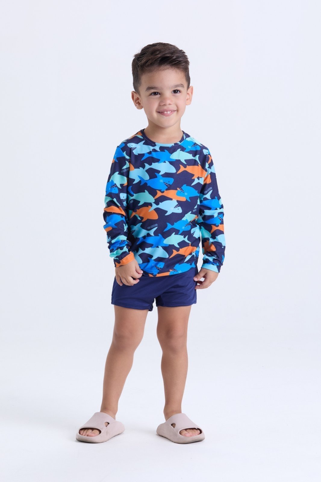Vista 2 Infantil - Conjunto Moda Praia Masculino Shark VIDA COSTEIRA azul marinho VIDA COSTEIRA azul marinho