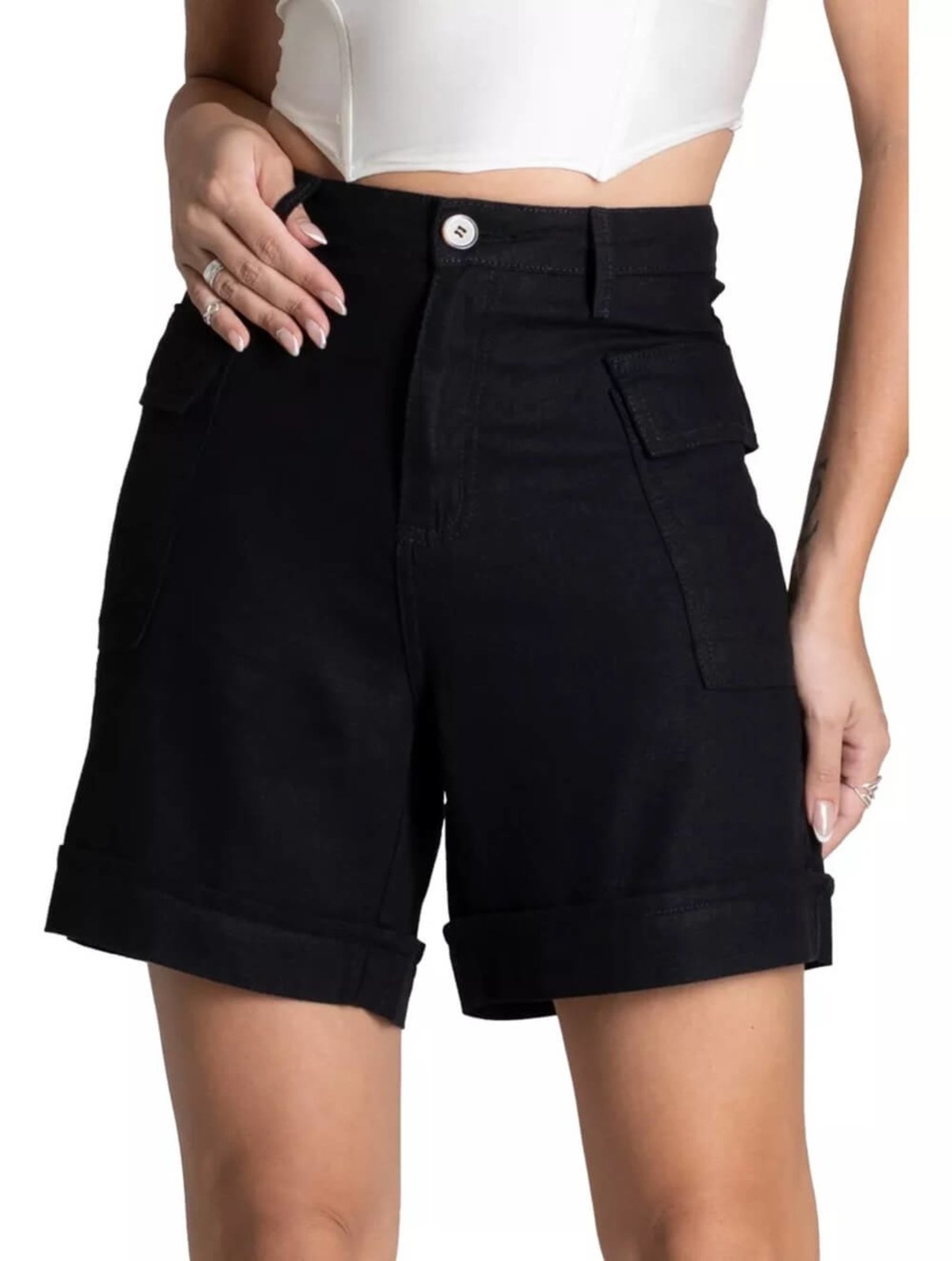 Shorts Feminino Linho Sawary 276257 Preto