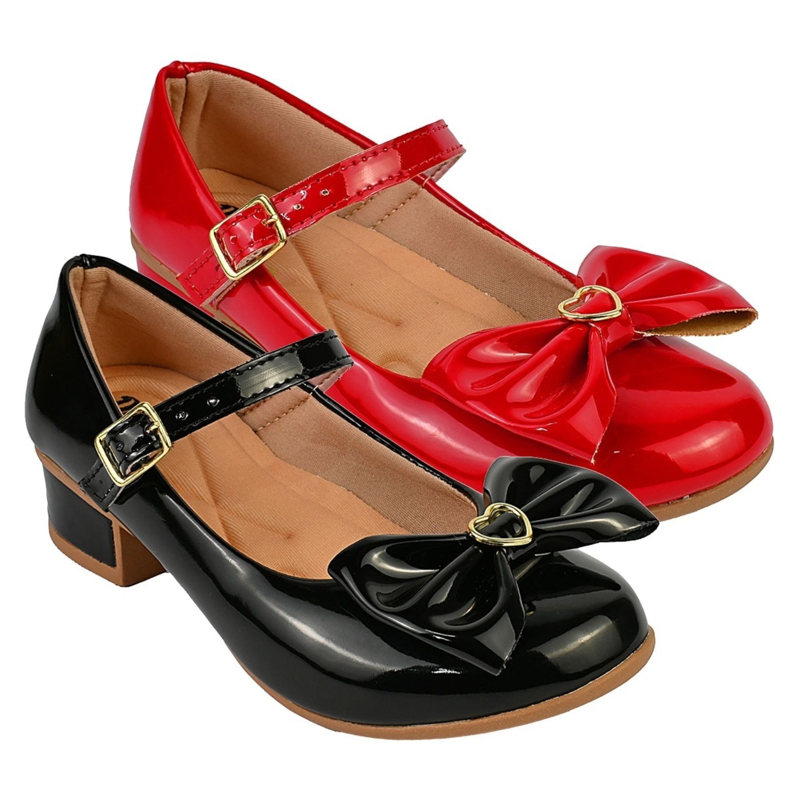 Infantil - Kit Com 2 Pares Sapatilha Feminina De Menina Boneca Do 28 Ao 36 101 - PRETO E VERMELHO 500