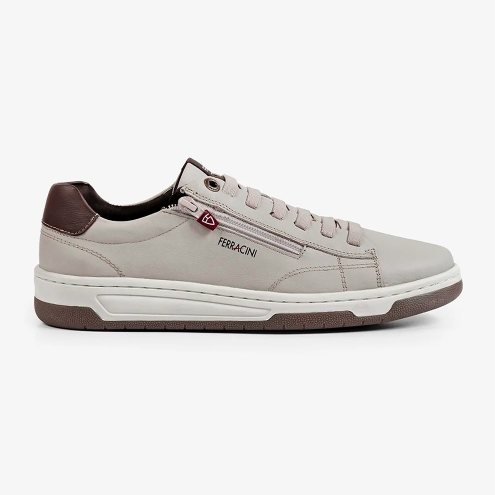 Sapatênis Couro Ferracini Vox 8052 617C Bege Masculino