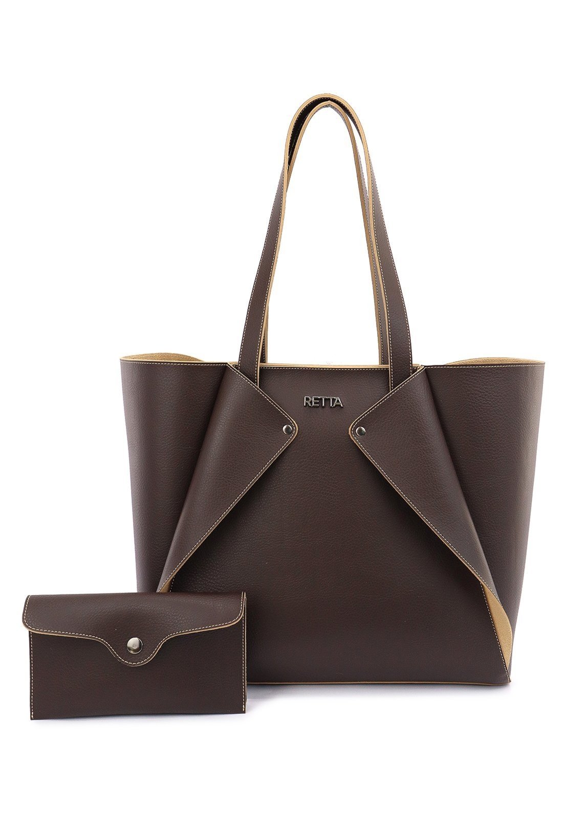Bolsa Grande Envelope com Necessaire Manuela Café