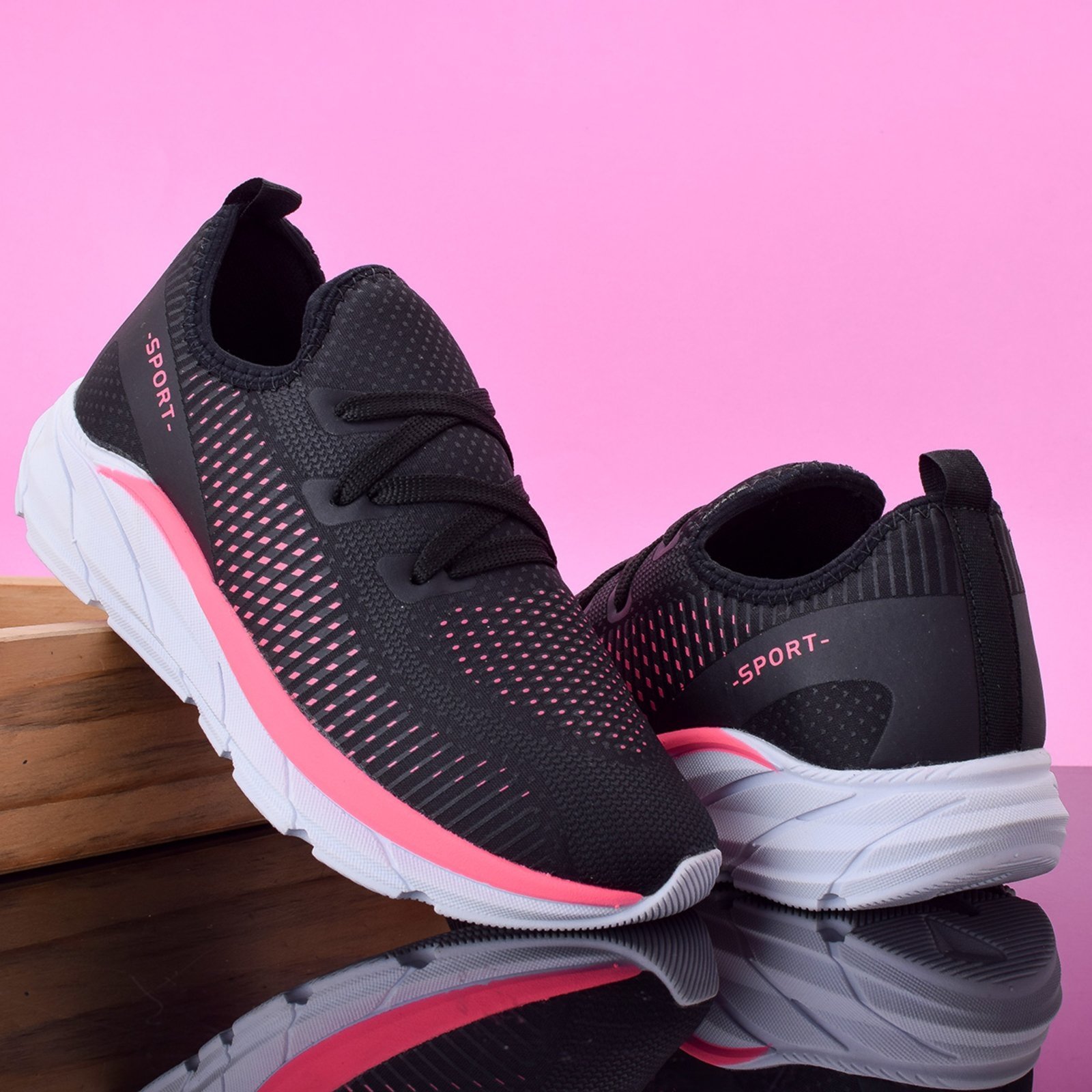 Vista 3 Tenis Meia Feminino Esportivo Treino Academia Light Sport CALCADOS LGHT LIGHT preto CALCADOS LGHT LIGHT preto