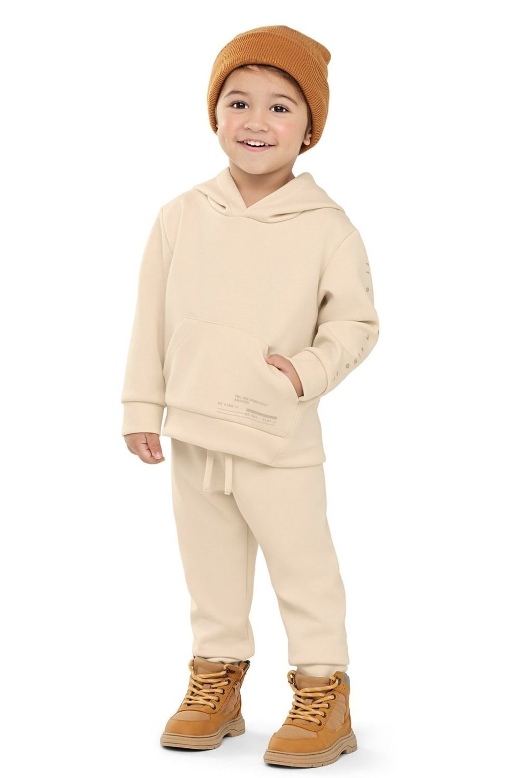 Infantil - Conjunto Menino Manga em Puff Colorittá Bege