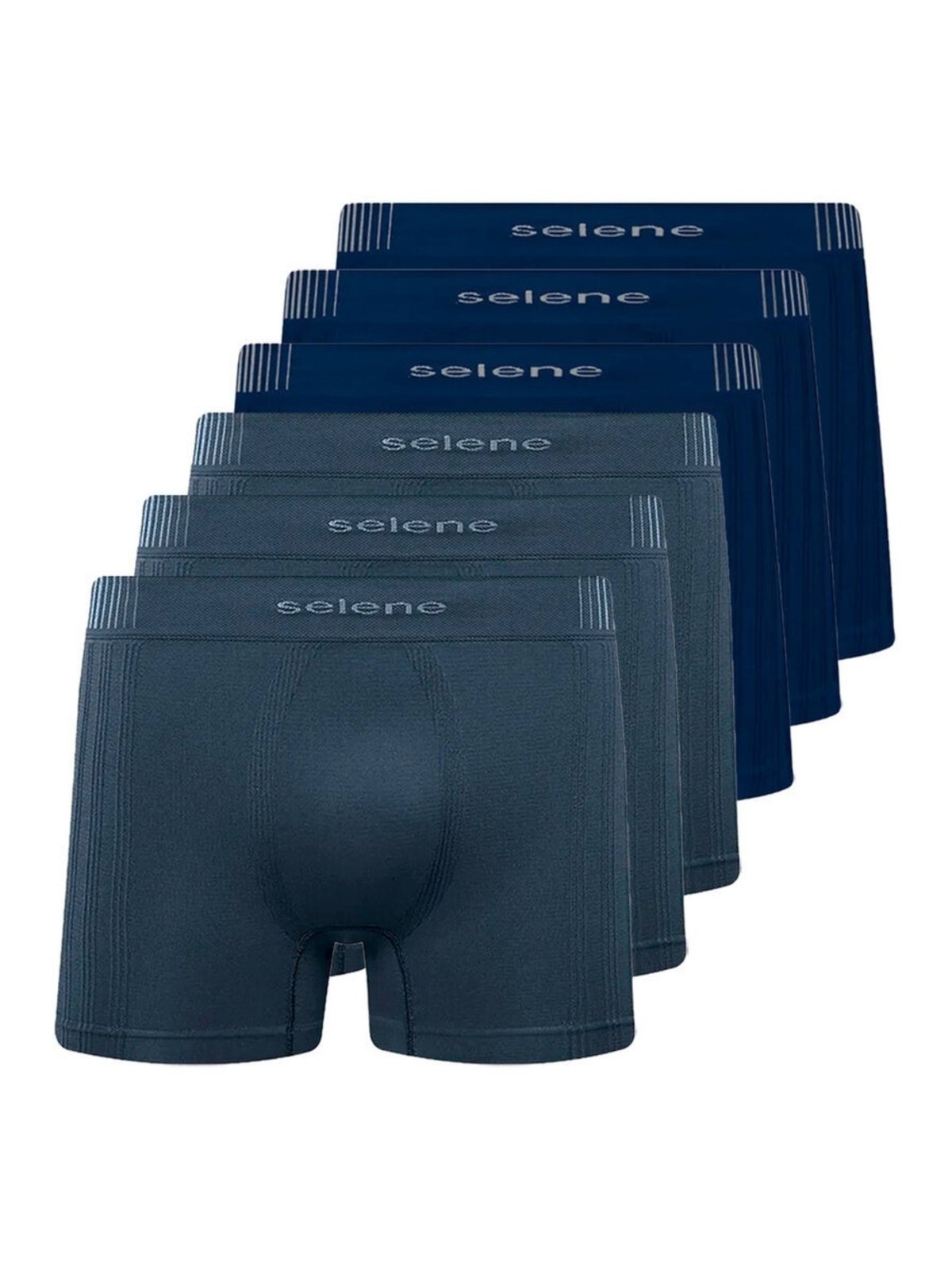 Kit com 6 Cuecas Boxer Selene 11070-002/003/440 Azul Marinho