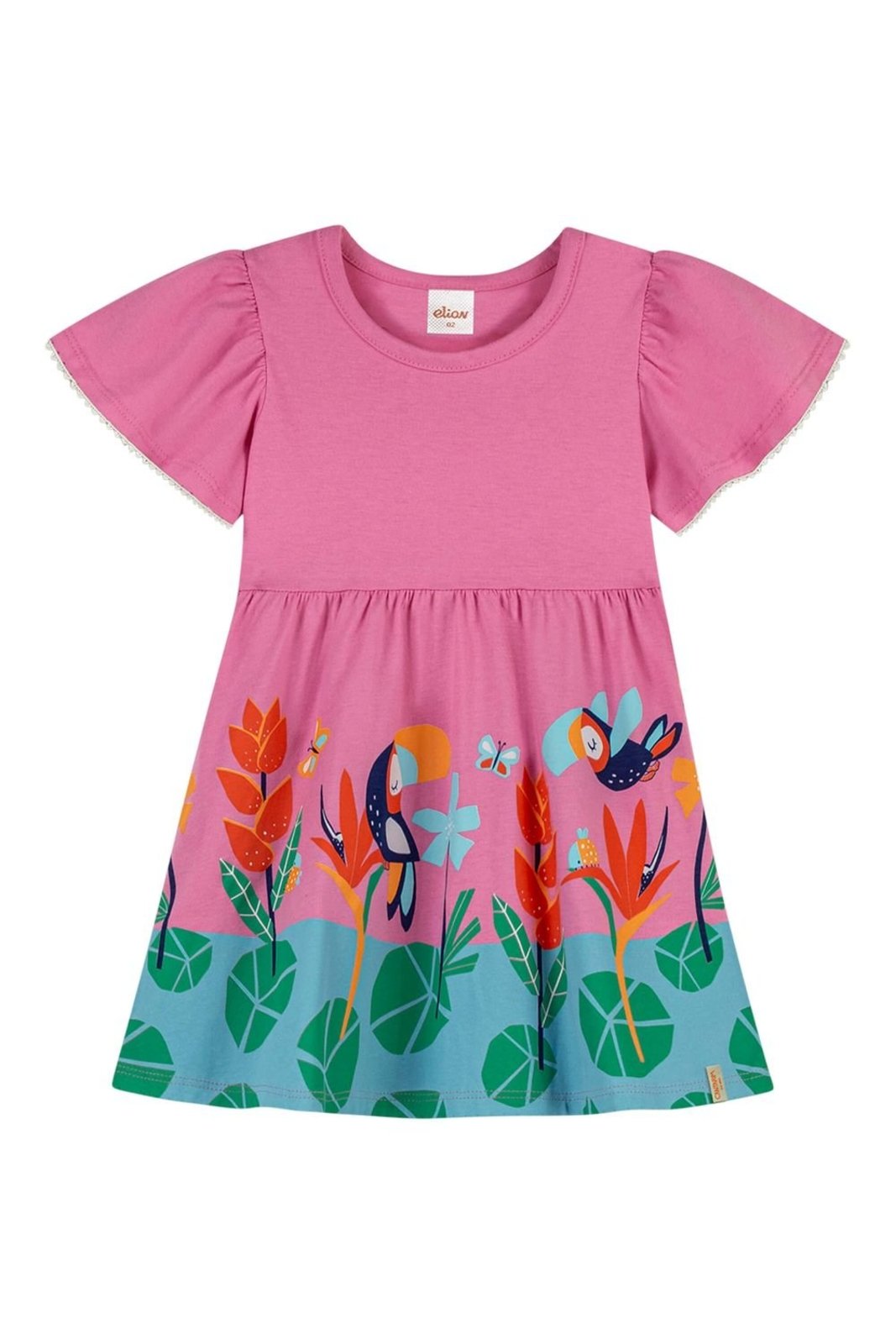Infantil - Vestido Menina Cantarim Tropical Elian Rosa