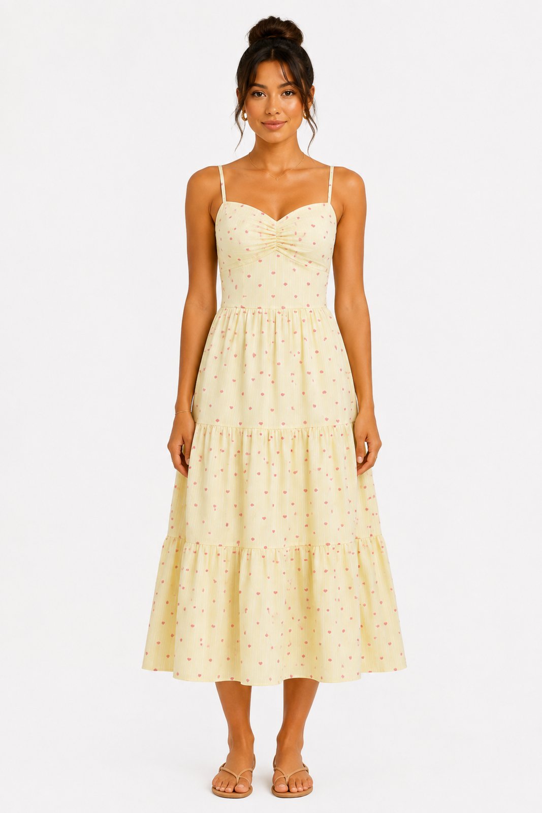 Vestido Longo de Alcinha Listrado D Bell Outlet Fashion Amarelo