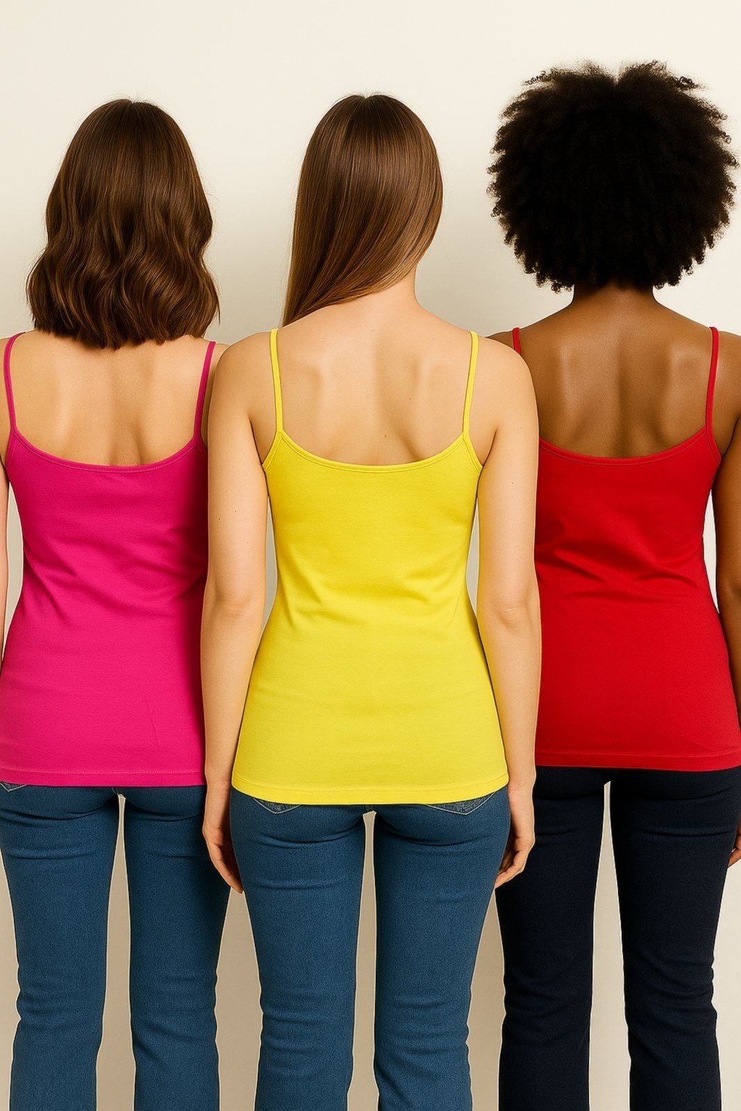 Vista 3 Kit Com 3 Regata Alcinha D Bell Outlet Fashion Basica Vermelho amarelo/pink/vermelho pink D BELL OUTLET FASHION amarelo/pink/vermelho pink