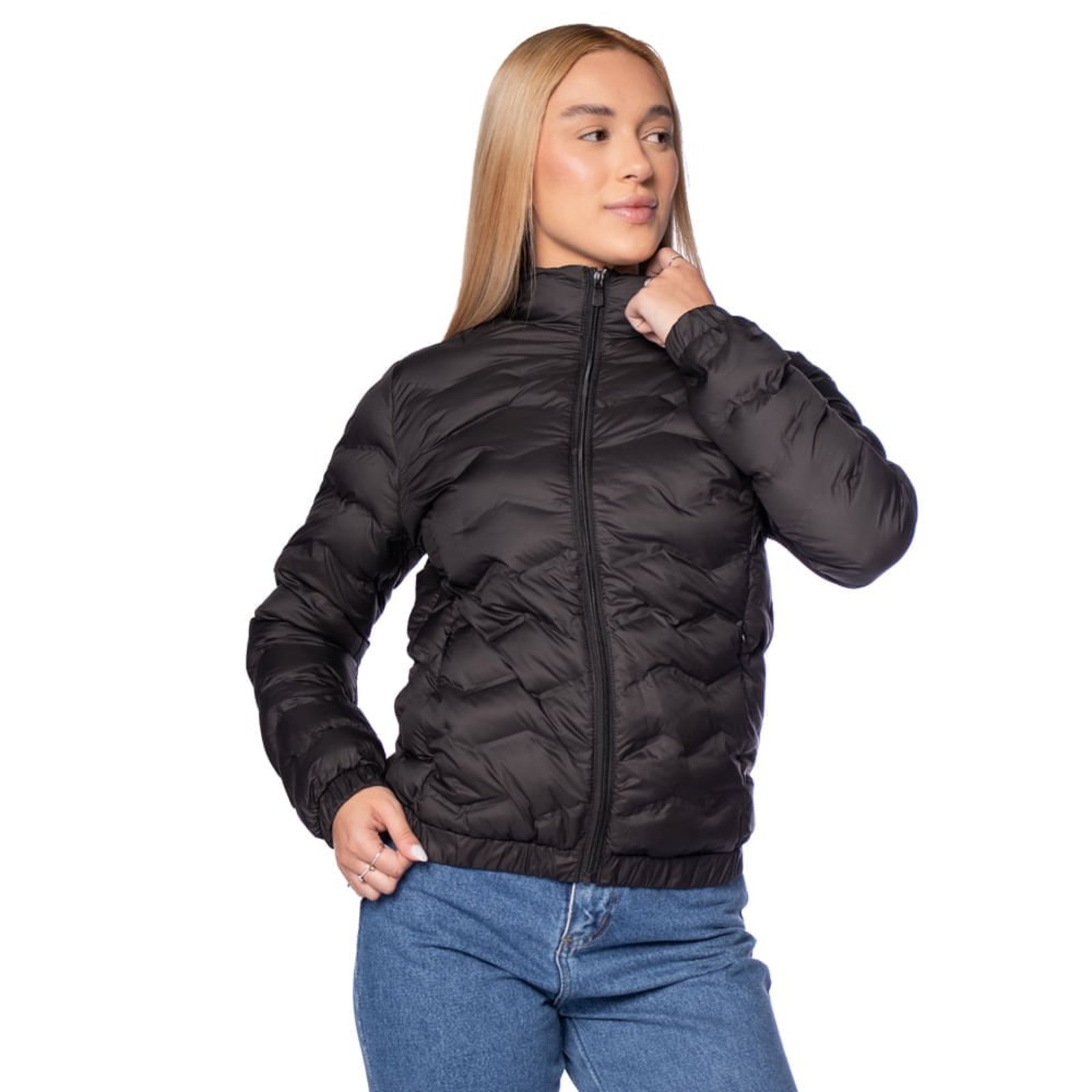 Jaqueta Puffer Feminina Sea Surf Relevos Preto