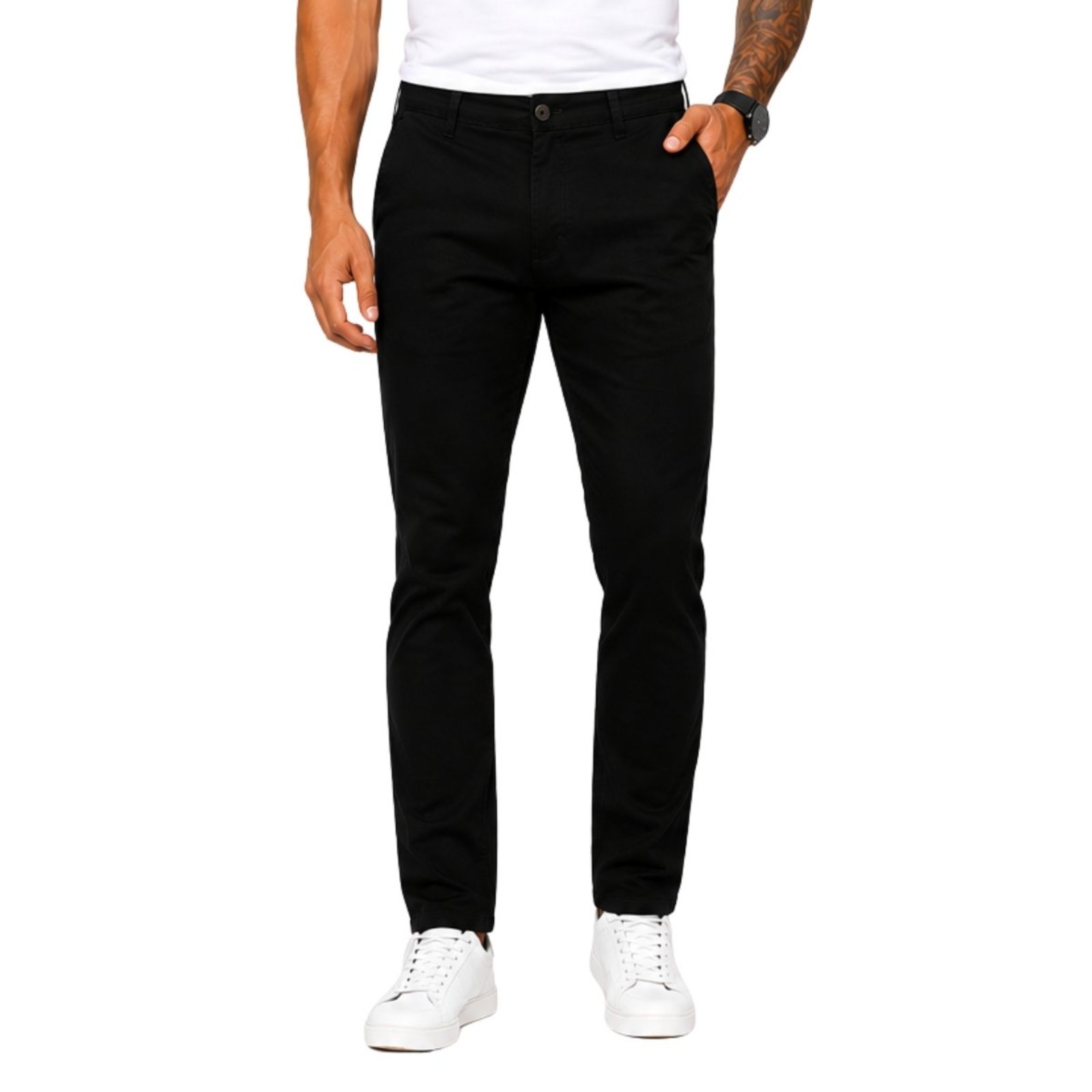Calça Masculina Slim em Sarja Premium Casual Conforto e Elegância Preto