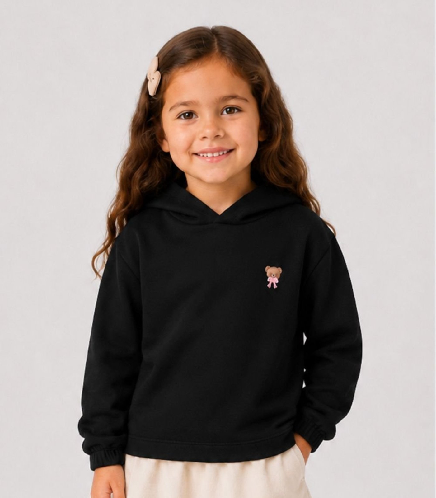 Infantil - Blusão Com Capuz Feminino Moletom Select Preto