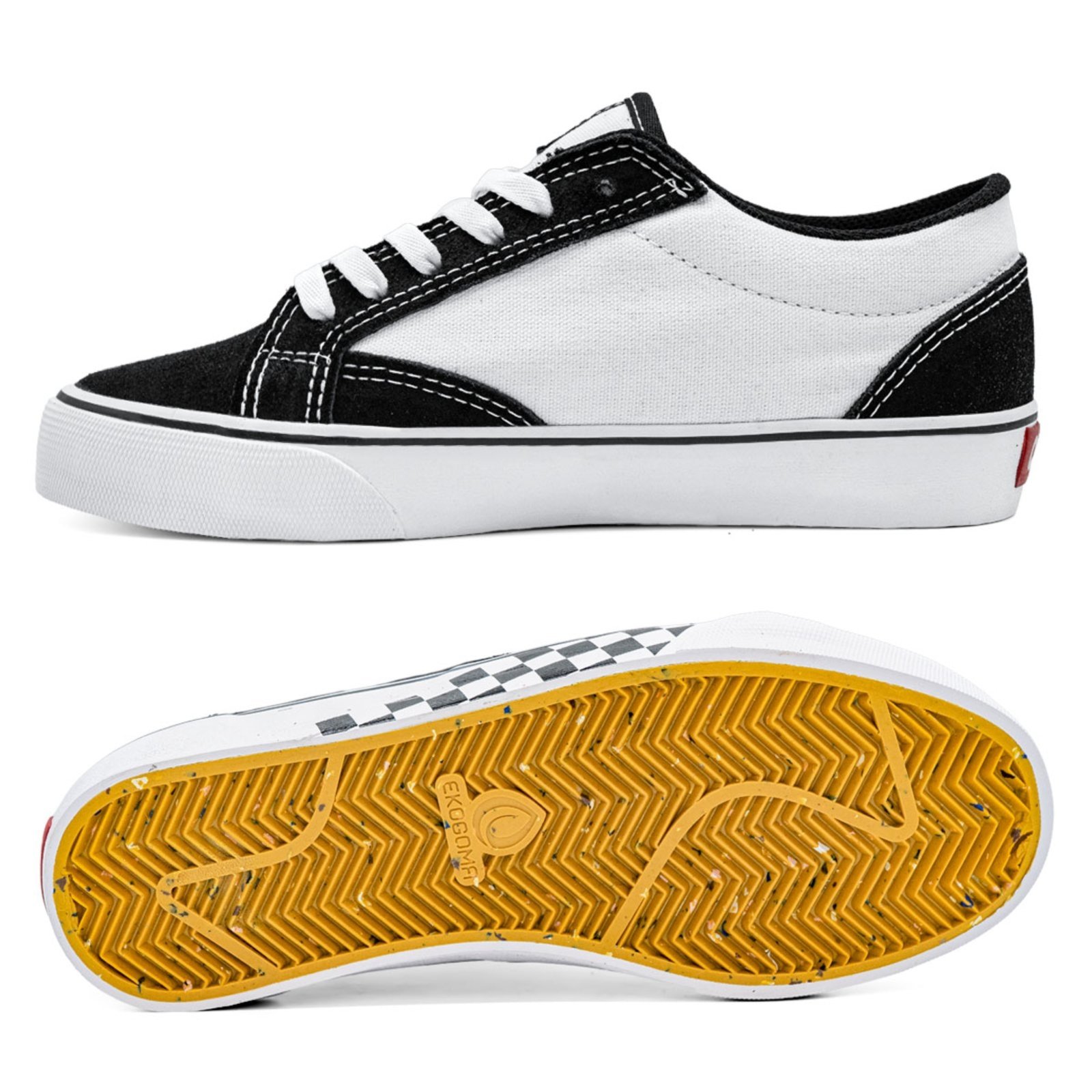 Vista 3 Tênis Qix DT Vulcanizado Unissex Preto Camurça branco Qix branco