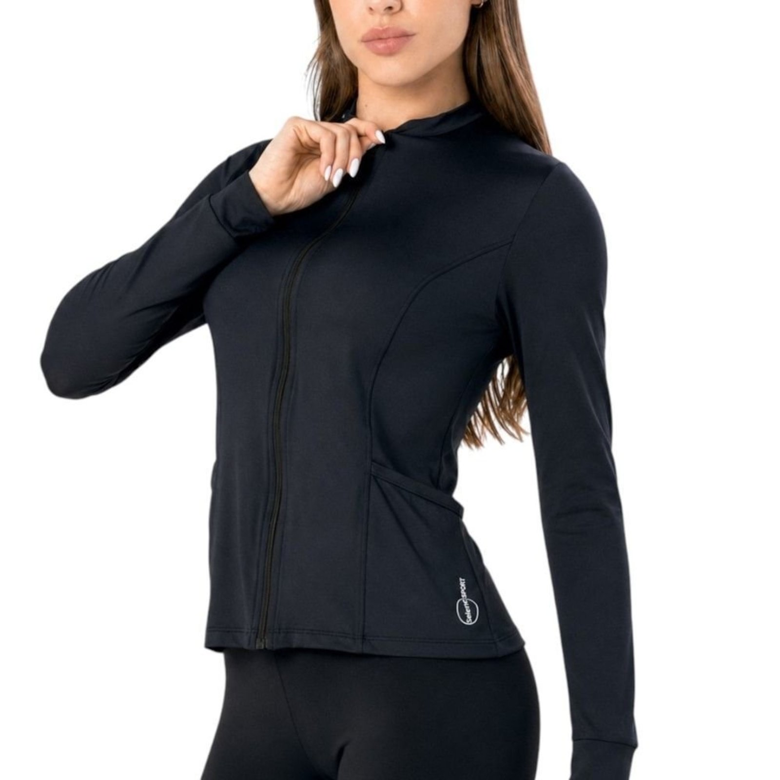 Jaqueta Selene Fitness Proteção UV Feminina - Preto - Selene
