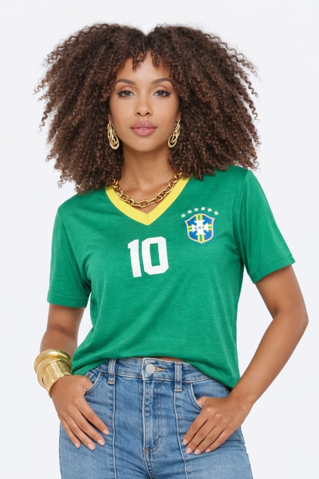 T-shirt D Bell Outlet Fashion Gola V Seleção Brasil Estampada Verde