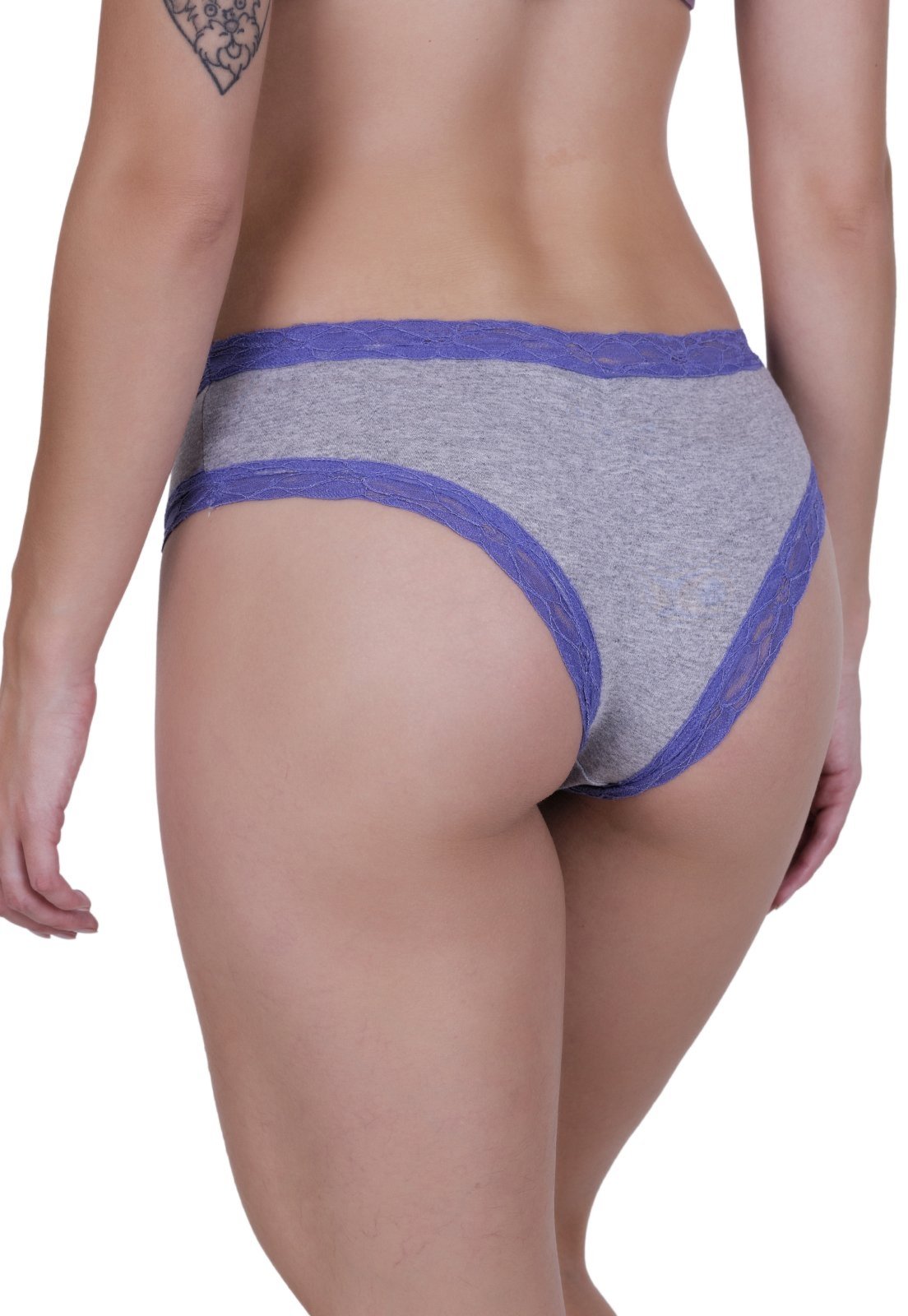 Vista 3 Kit 5 Calcinhas Femininas Algodão Boneca Renda Drapeado Concept Lingerie multicolorido Concept Lingerie multicolorido