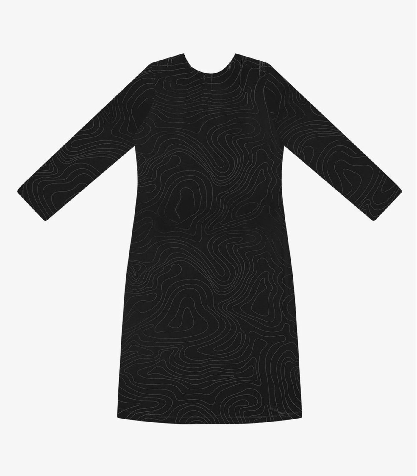 Vestido Curto Feminino Manga 7/8 Estampado Rovitex Preto