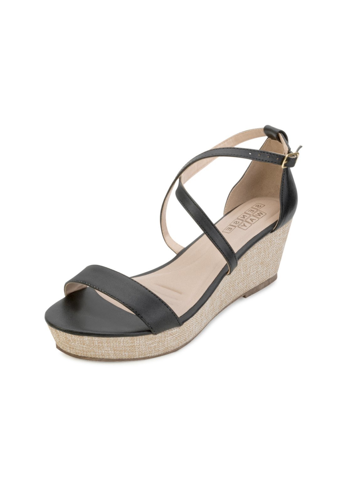 Sandália Anabela Sense Way GB24-3012 Preto