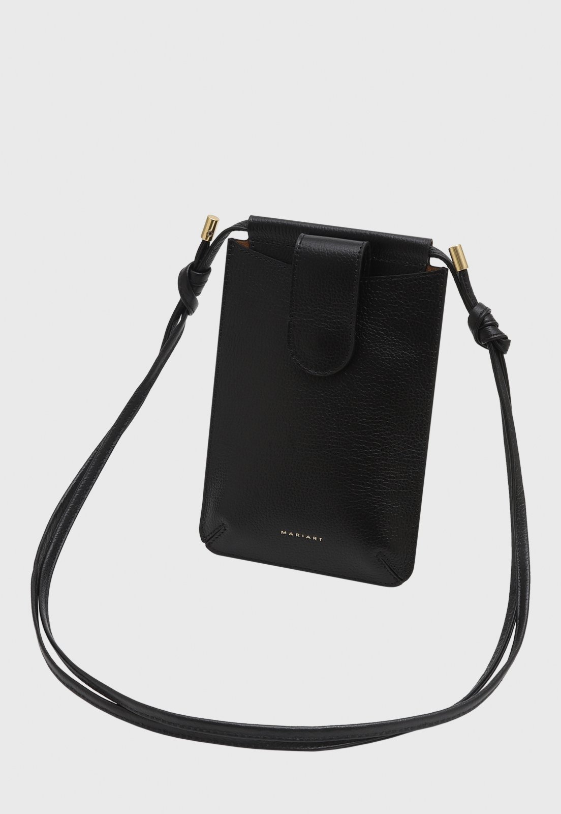 Bolsa Porta-Celular Transversal Couro Mariart Maçã Preta