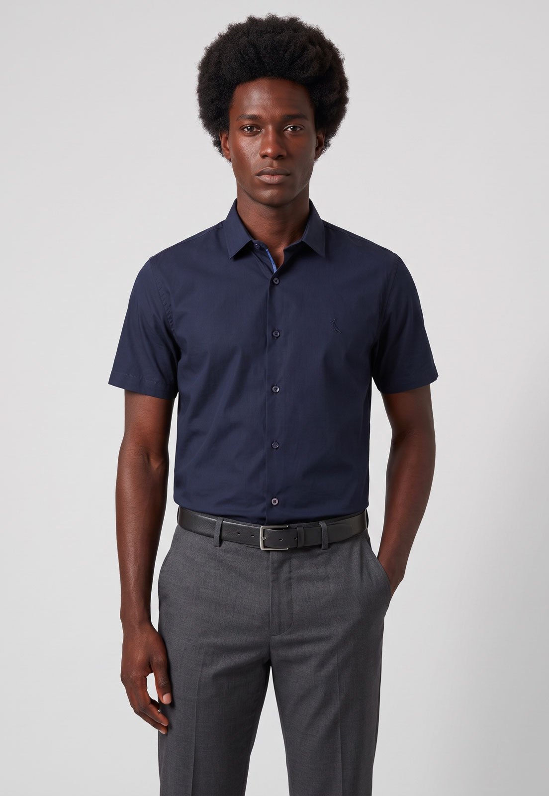 Camisa Masculina Reserva Prado Manga Curta Azul-Marinho