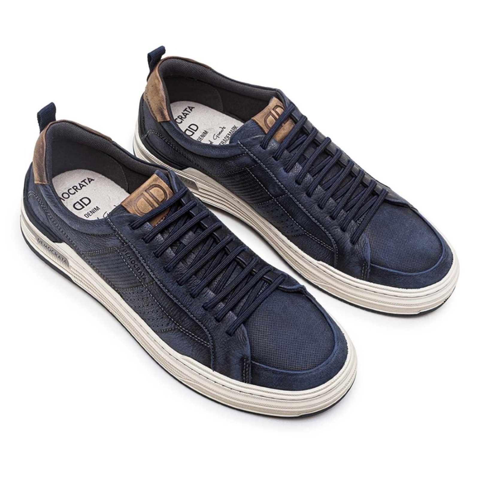 Vista 3 Tênis Democrata Masculino Denim Mike 240601+Cinto Masculino Dupla Face preto denim DEMOCRATA preto denim